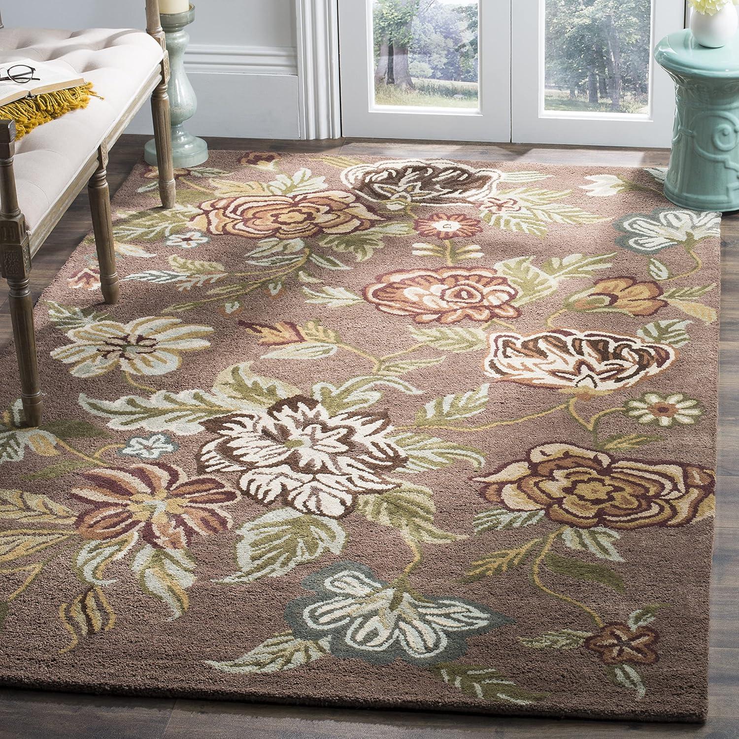 Blossom BLM920 Hand Hooked Area Rug - Brown/Multi - 8'x10' - Safavieh.