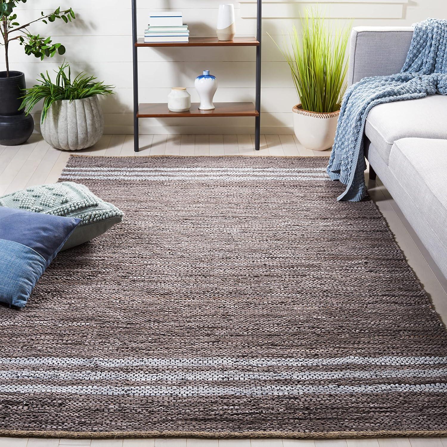 Vintage Leather VTL400 Hand Woven Indoor Accent Rug - Silver/Ivory - 3'x5' - Safavieh