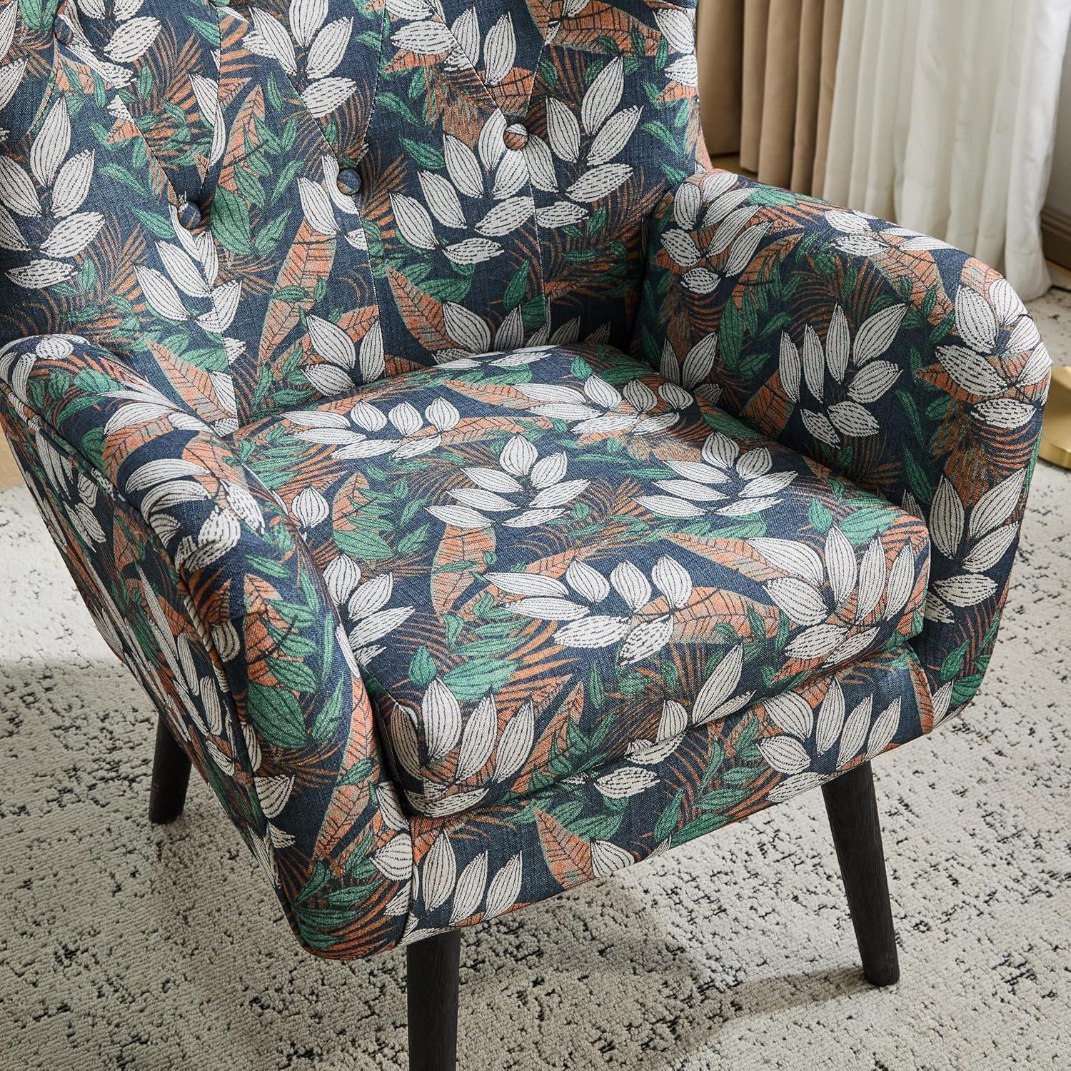 Christopher Knight Home Faschia Mid Century Modern Accent Chair, Fabric Living Room Lounge Chair, Home Office Upholstered Single Sofa, Comfy Reading Chair for Bed Room, Multicolor Floral Print