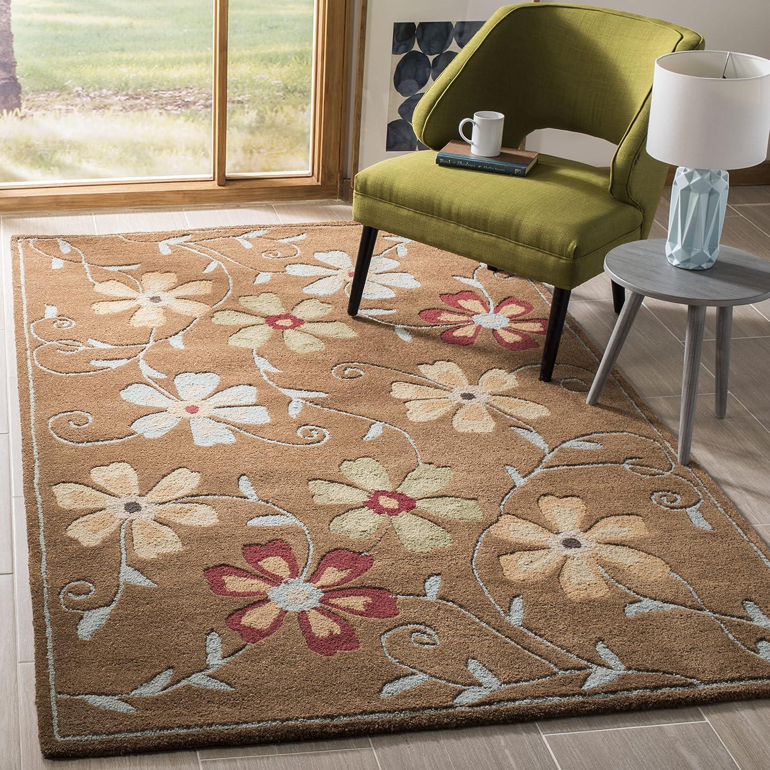 Blossom BLM784 Hand Hooked Area Rug - Camel/Multi - 8'x10' - Safavieh.