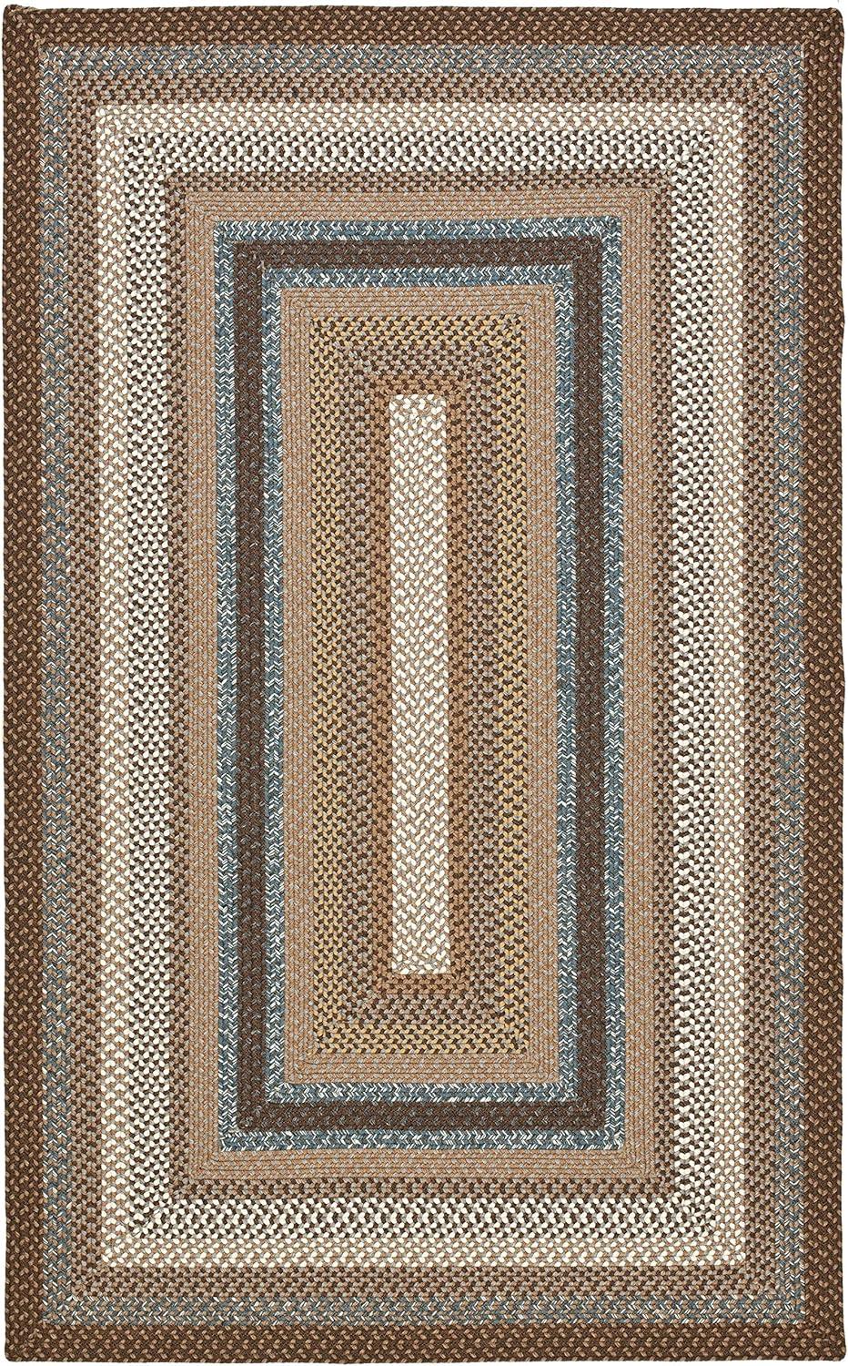 Handwoven Brown/Multi Synthetic 4' x 6' Reversible Braided Rug