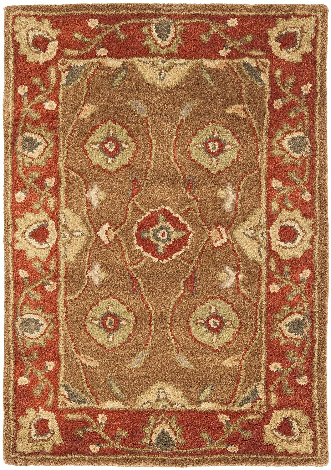 SAFAVIEH Heritage Collection Accent Rug - 2' x 3', Beige & Rust, Handmade Traditional Oriental Wool, Ideal for High Traffic Areas in Entryway, Living Room, Bedroom (HG963A)