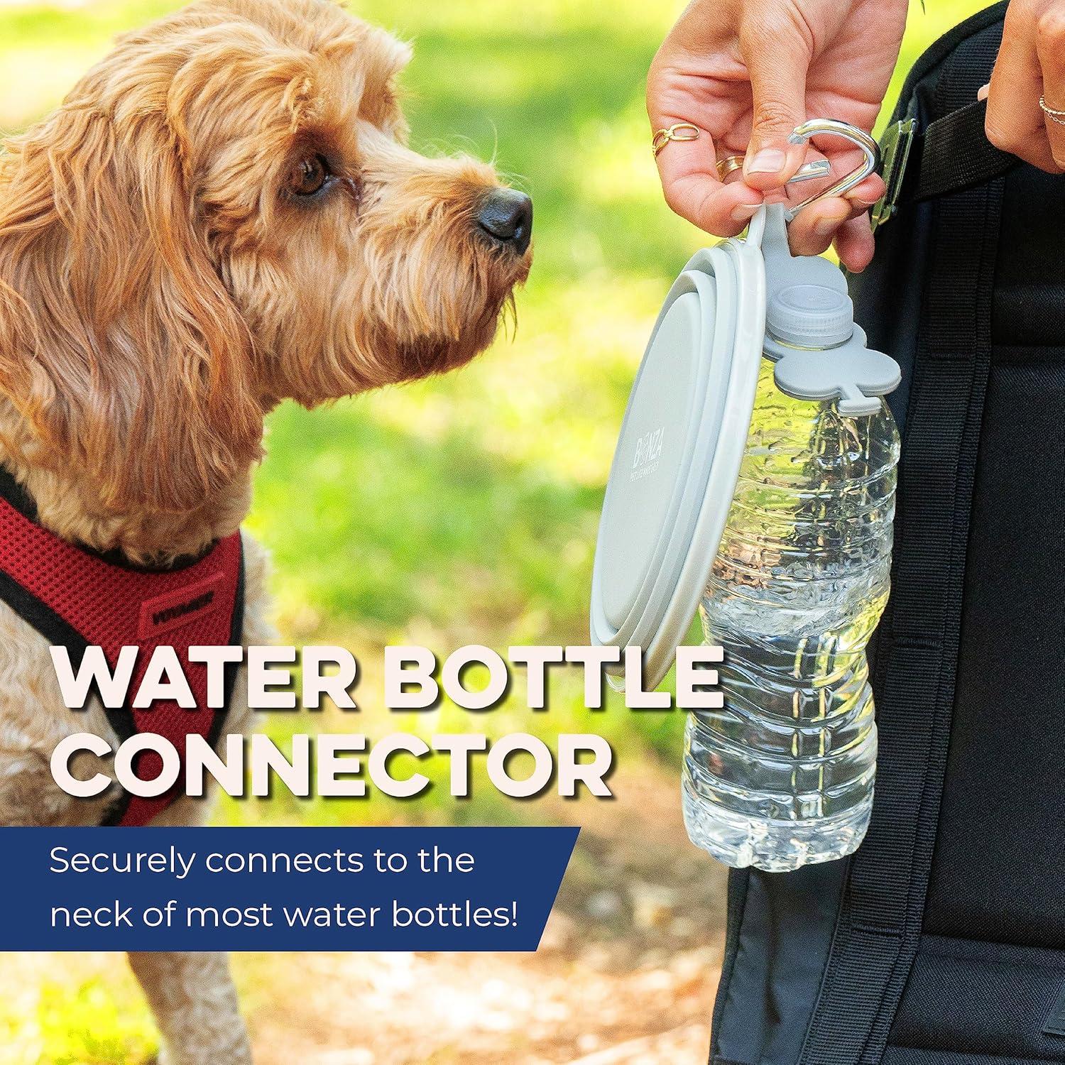 Bonza by Leash Boss Small Collapsible Dog Bowl, Sturdy Reinforced Rim, Includes Carabiner & Water Bottle Holder Keychain, Black