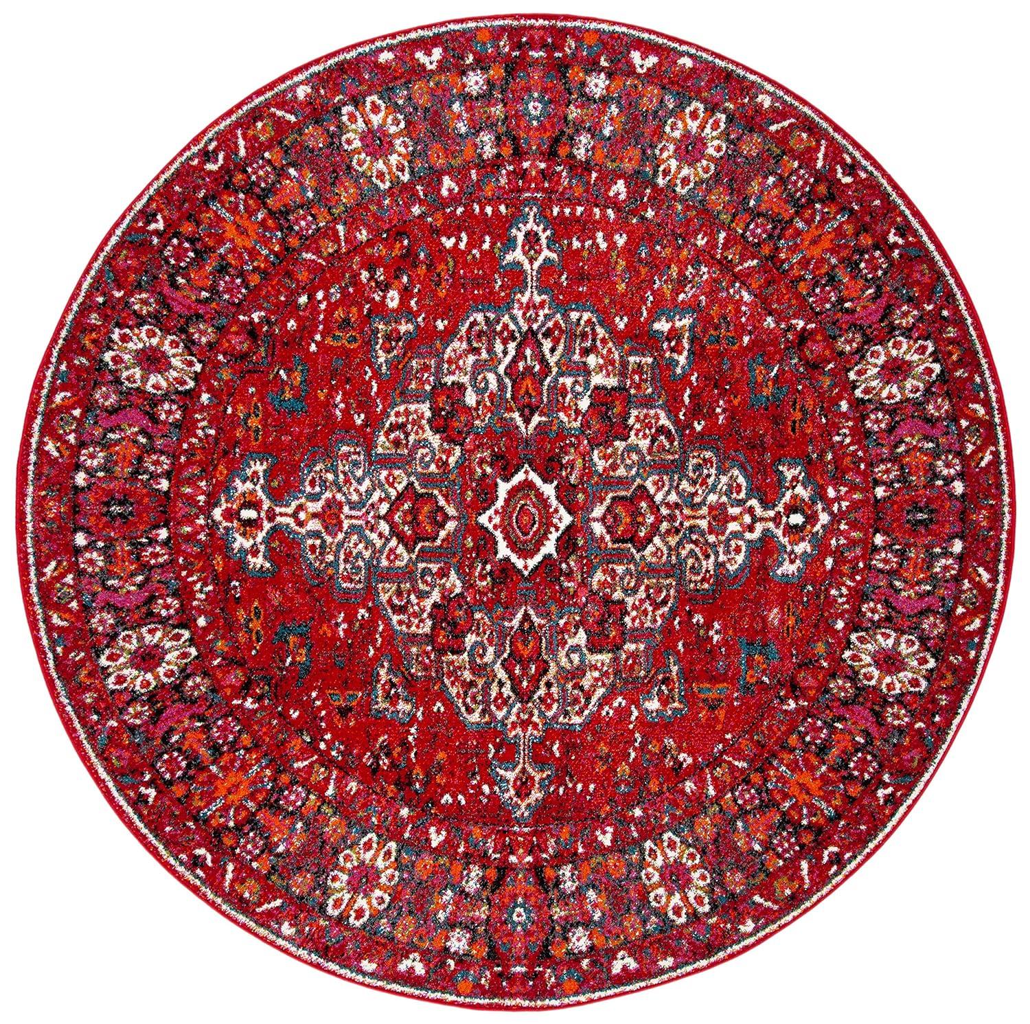 Vintage Hamadan VTH222 Power Loomed Indoor Accent Rug - Red/Multi - 3' Round - Safavieh