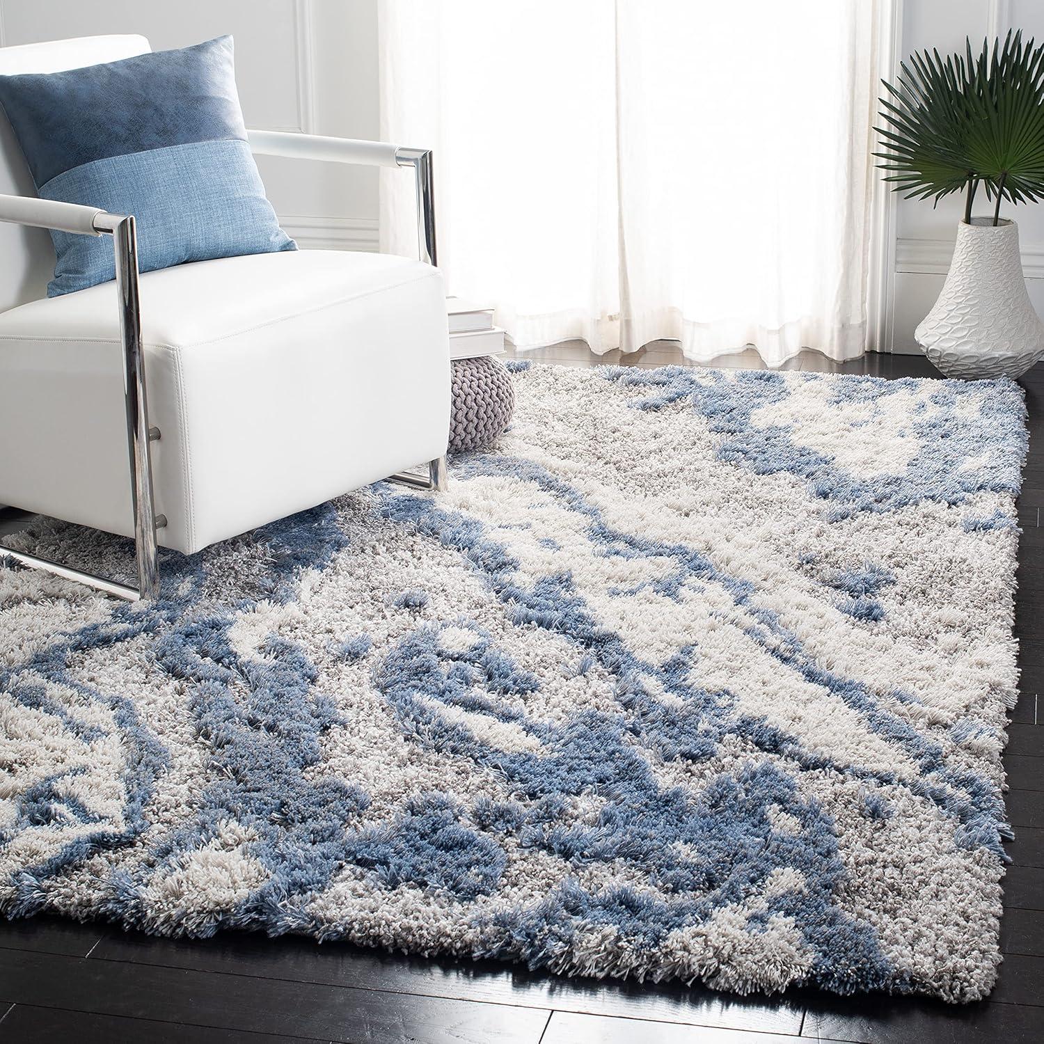 Horizon Shag 800 HZN890 Machine Made Area Rug - 5'3"x7'7" - Grey/Blue - Safavieh