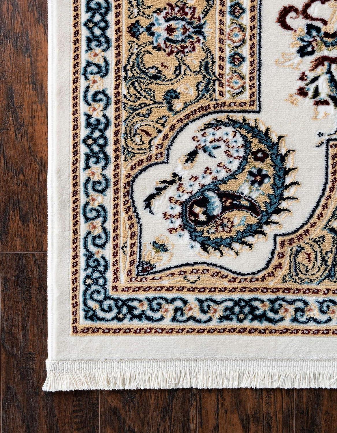 Rugs.com Rabia Collection Rug – 3' x 5' Ivory Low Rug Perfect For Entryways, Kitchens, Breakfast Nooks, Accent Pieces