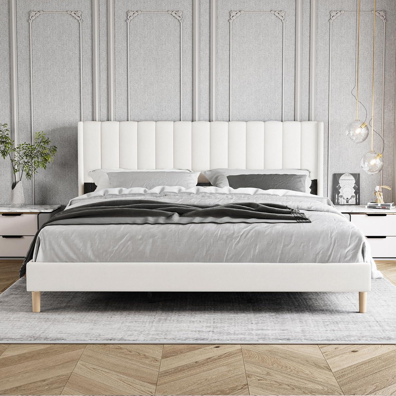 Mercer41 Cedell Upholstered Wingback Bed