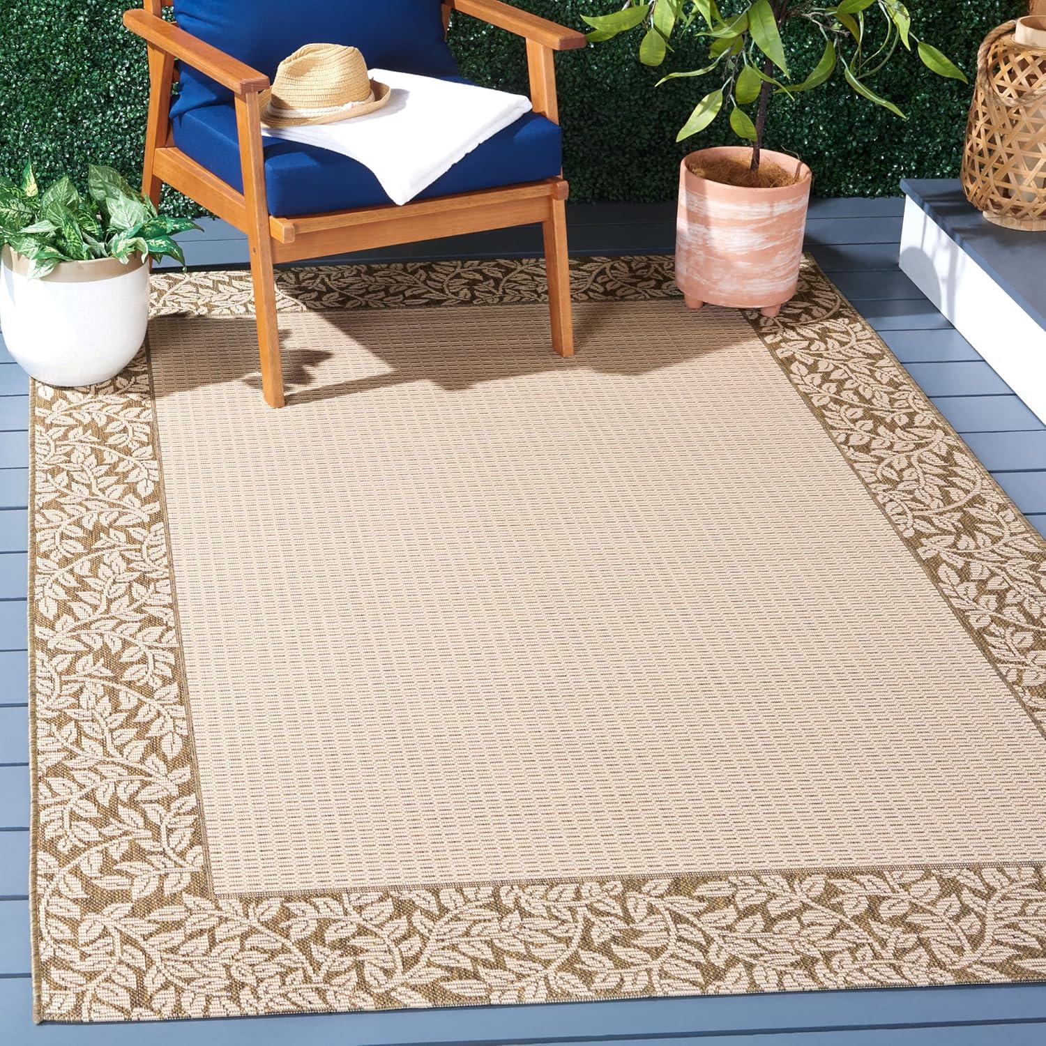 Courtyard CY0727 Power Loomed Indoor and Outdoor Area Rug - Natural/Brown - 6'7"x9'6" - Safavieh