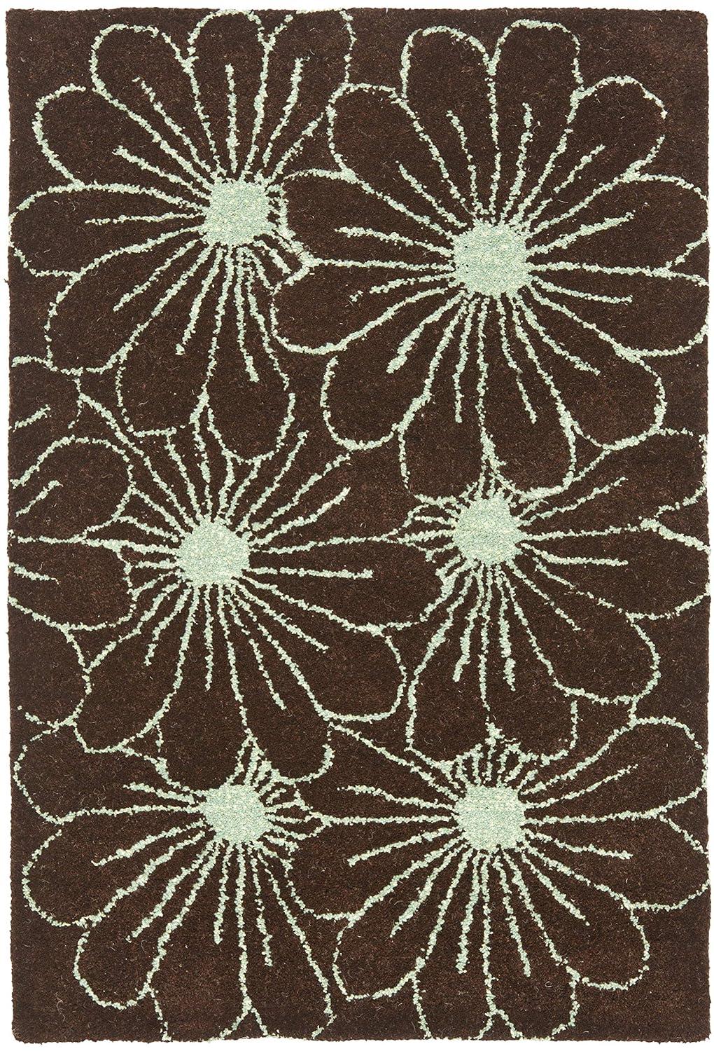 SAFAVIEH Soho Megan Floral Wool Area Rug, Brown/Teal, 2' x 3'