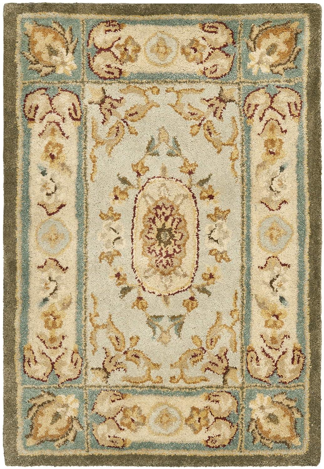 SAFAVIEH Bergama Cromwell Oriental Wool Area Rug, Light Blue/Ivory, 2' x 3'