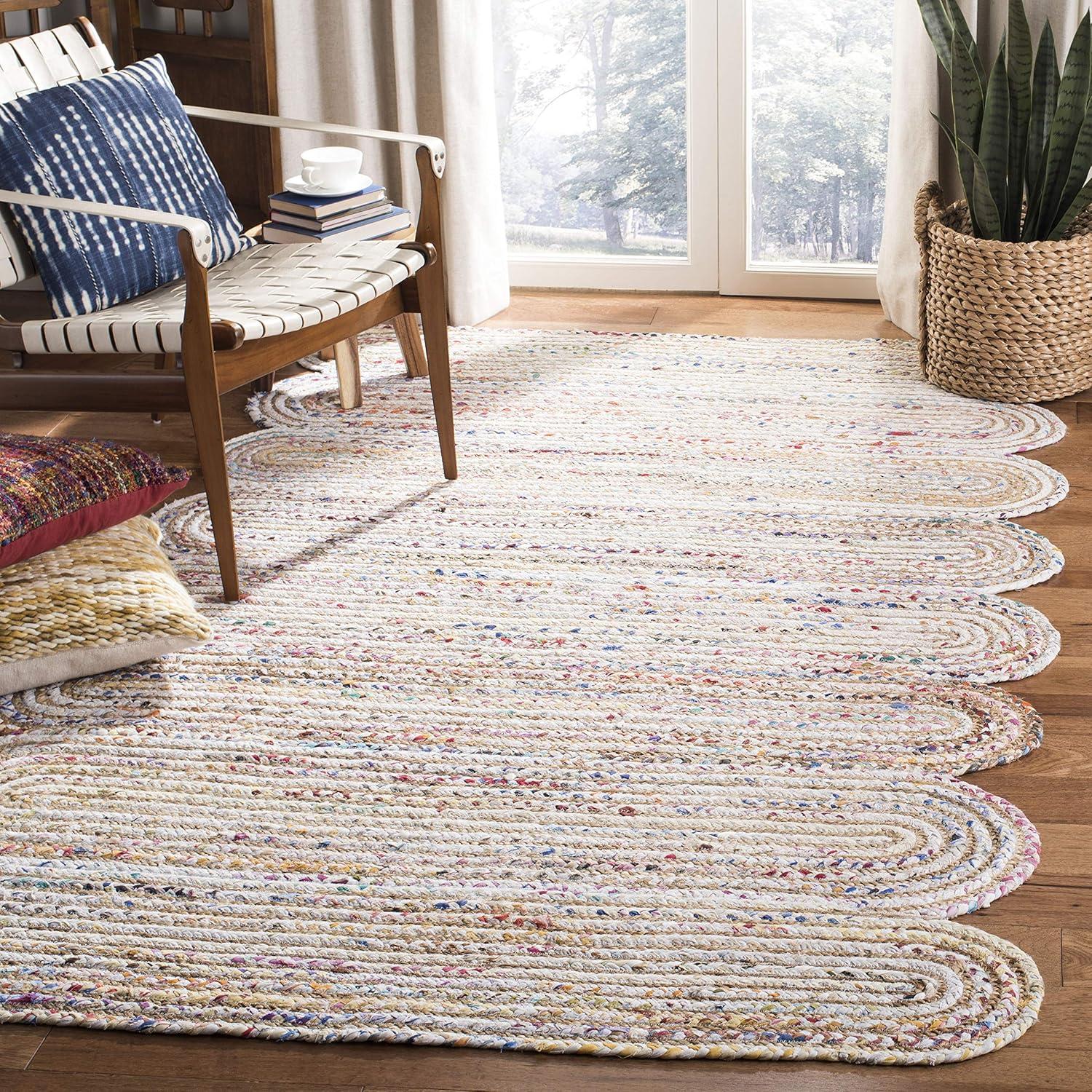 SAFAVIEH Cape Cod Nowell Striped Braided Area Rug, 3' x 5', Ivory/Multi