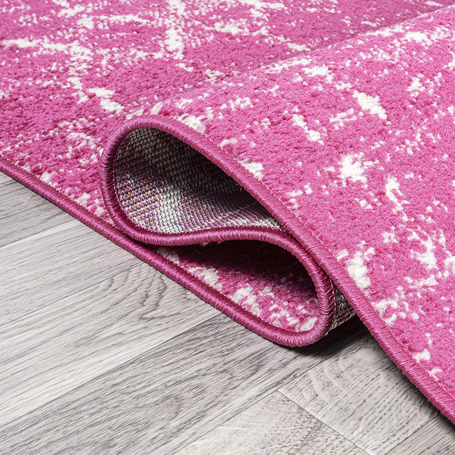 8' x 10' Moroccan HYPE Boho Vintage Diamond Area Rug, Fuchsia/Ivory - JONATHAN Y