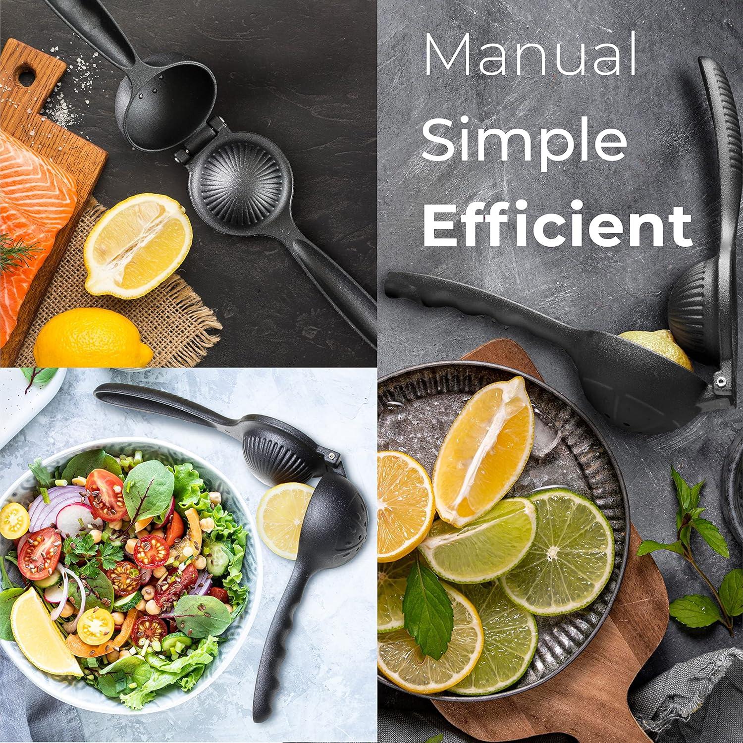 Black Aluminum Manual Citrus Juicer with Ergonomic Handle