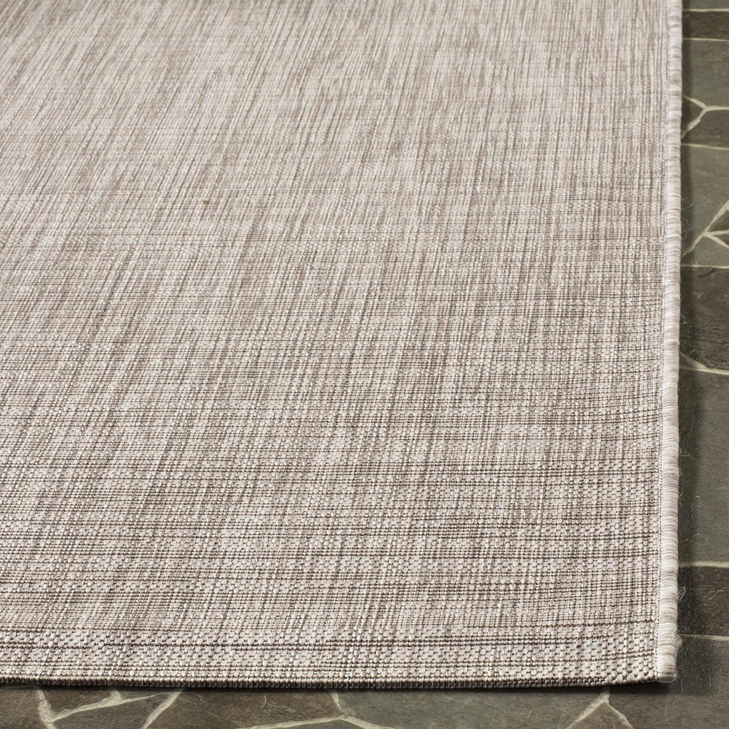 Taupe Gray Square Synthetic Outdoor Area Rug