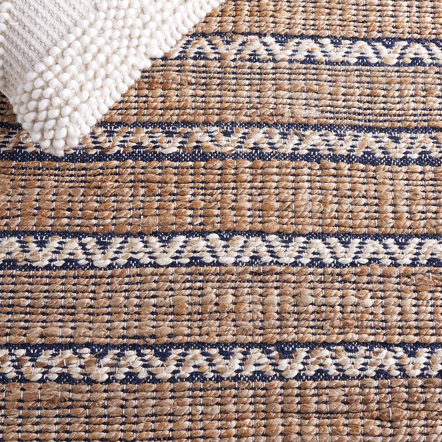 Natural Fiber NFB655 Flat Weave Indoor Area Rug - Navy/Natural - 8'x10' - Safavieh