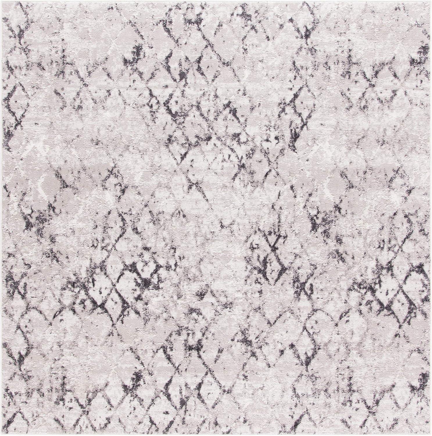 SAFAVIEH Amelia Roslyn Abstract Distressed Area Rug, Grey/Light Grey, 11' x 11' Square