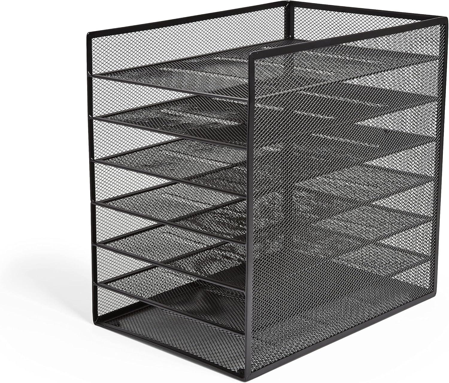 TRU RED 6 Compartment Wire Mesh File Organizer Matte Black TR57565-CC