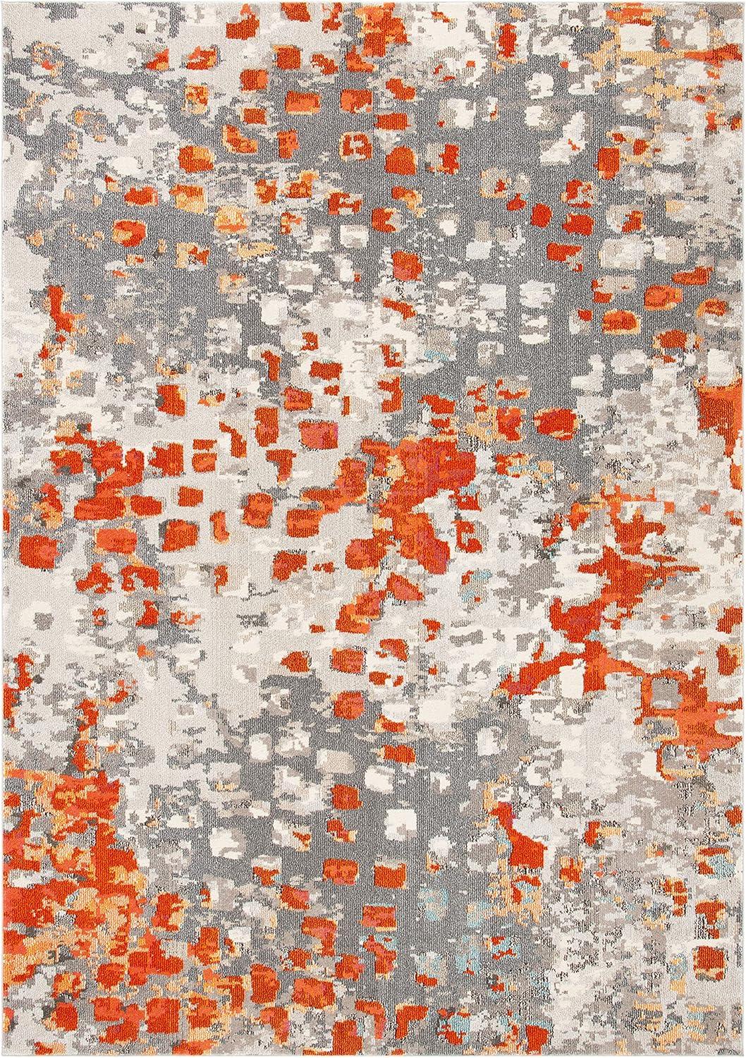 SAFAVIEH Monaco Driskoll Abstract Area Rug, Grey/Orange, 9' x 12'