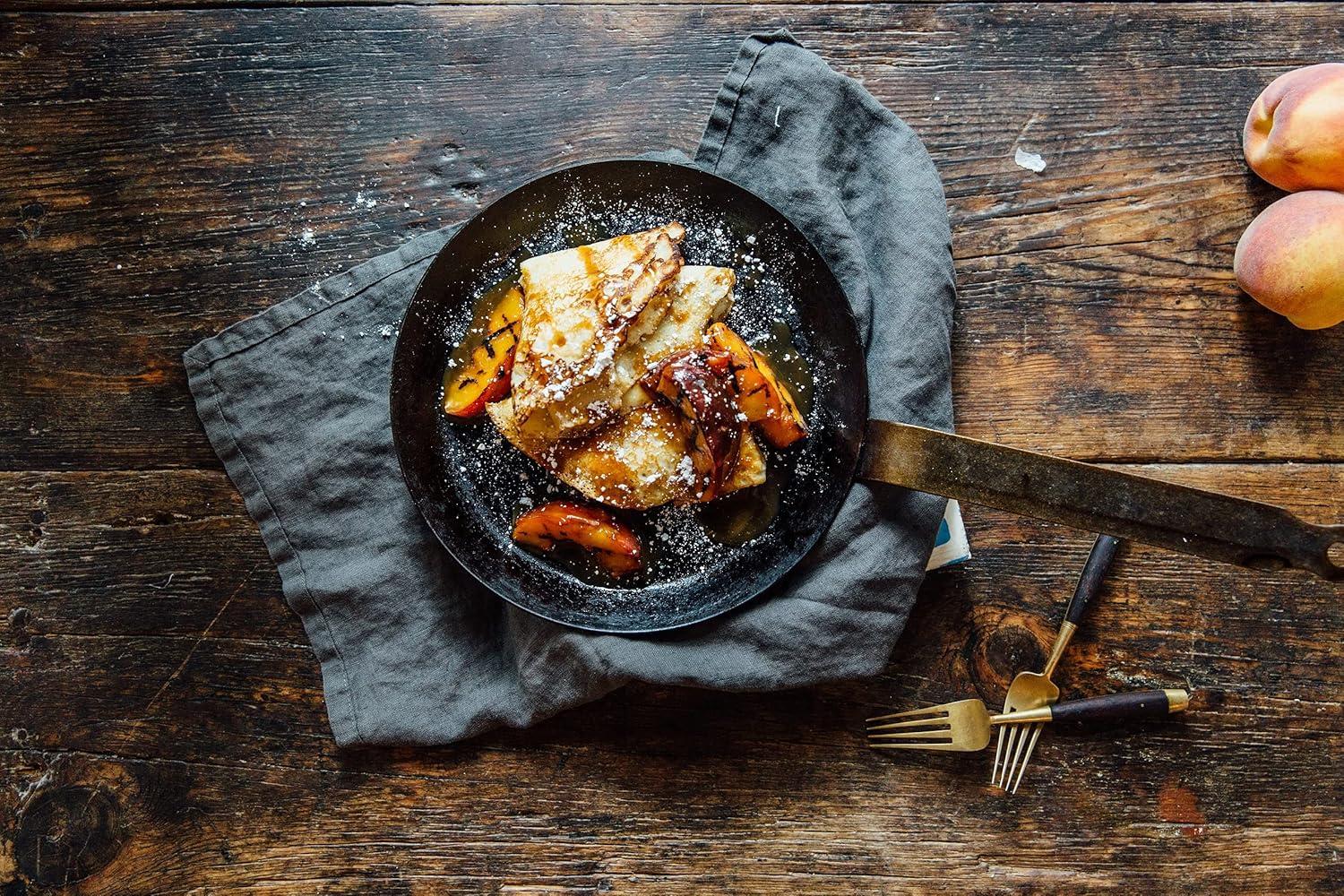 9.5-Inch Gray Carbon Steel Crepe Pan with Iron Handle