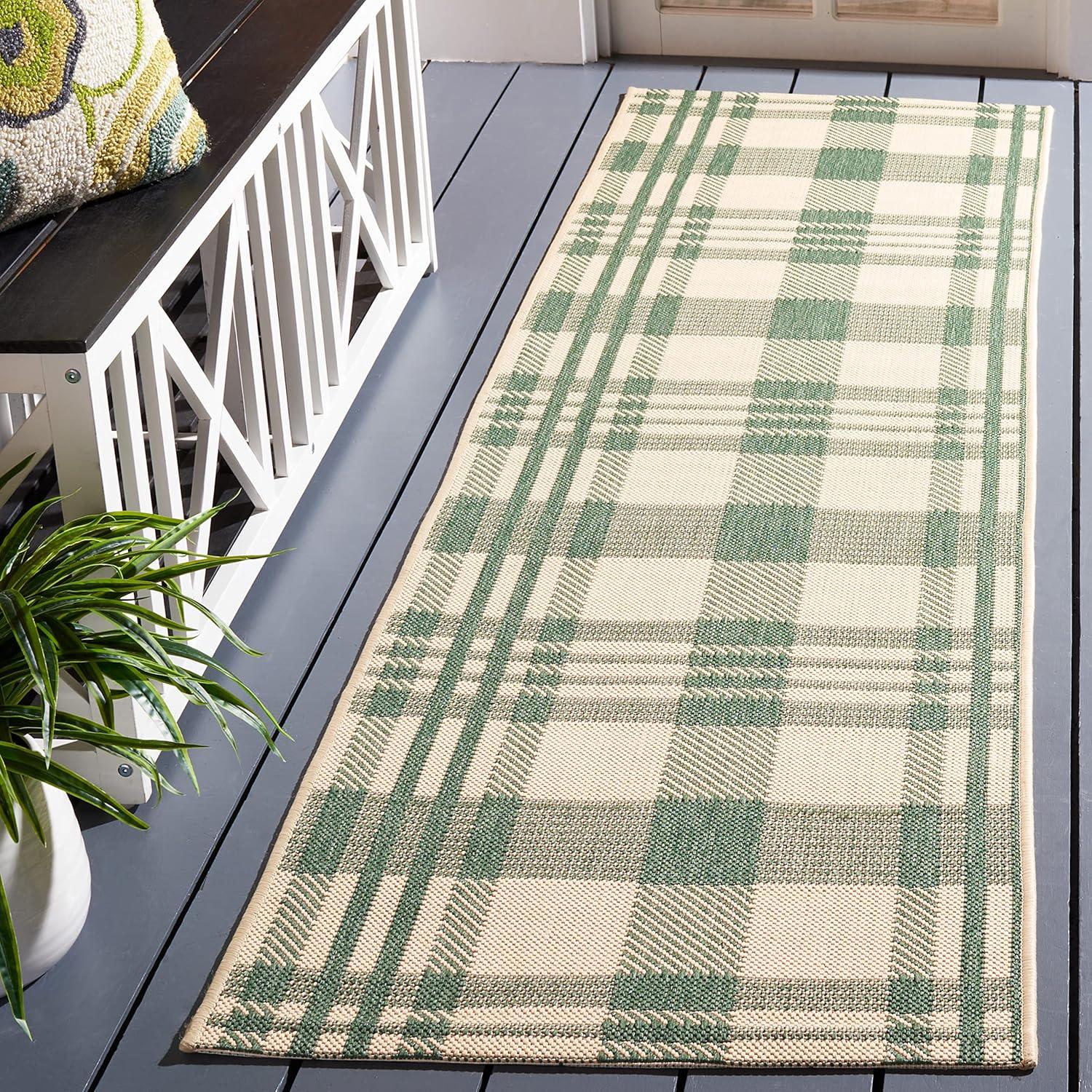 Courtyard CY6201 Power Loomed Indoor/Outdoor Runner Rug - Green/Beige - 2'3"x6'7" - Safavieh.