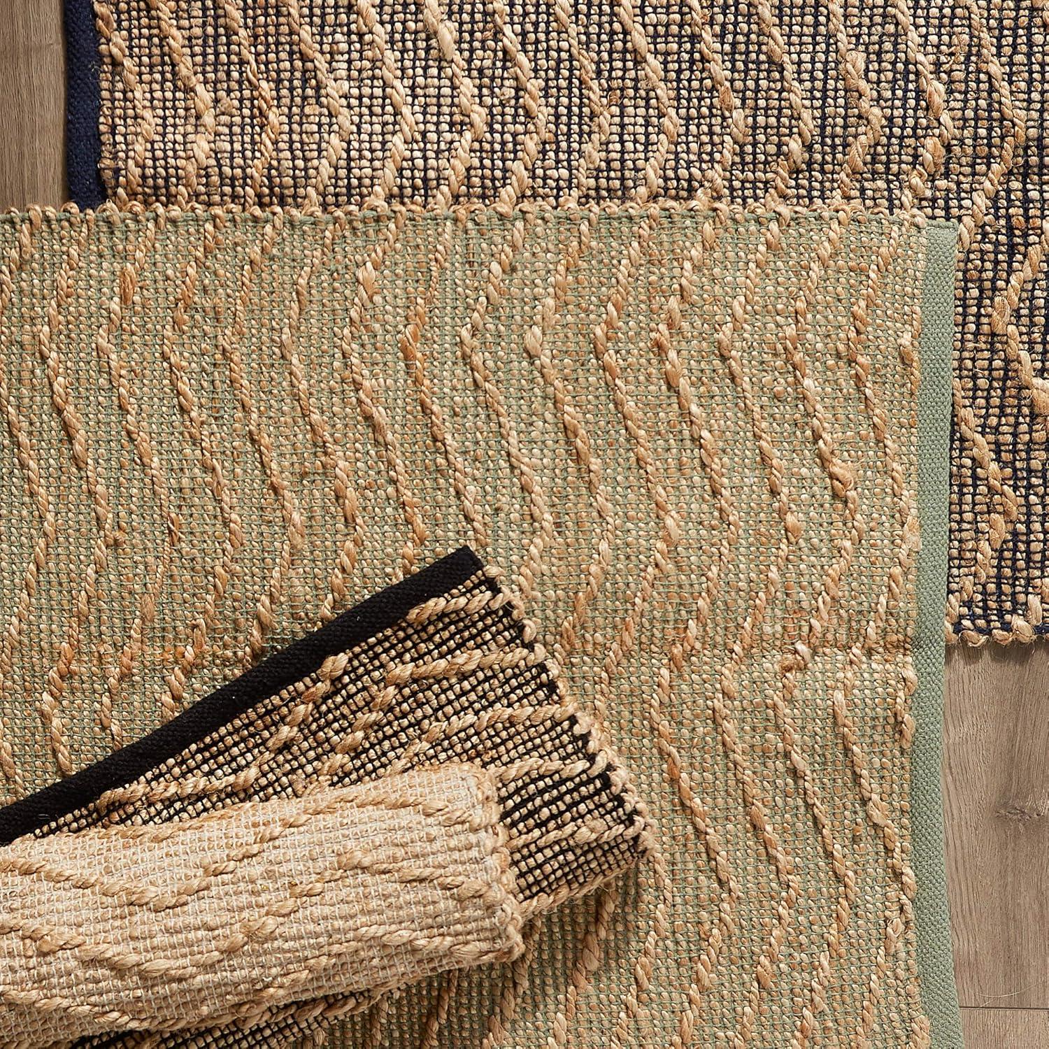 Contemporary Home Living 2' x 3' Off White and Brown with Natural Jute Chevron Hand-Loomed Rug