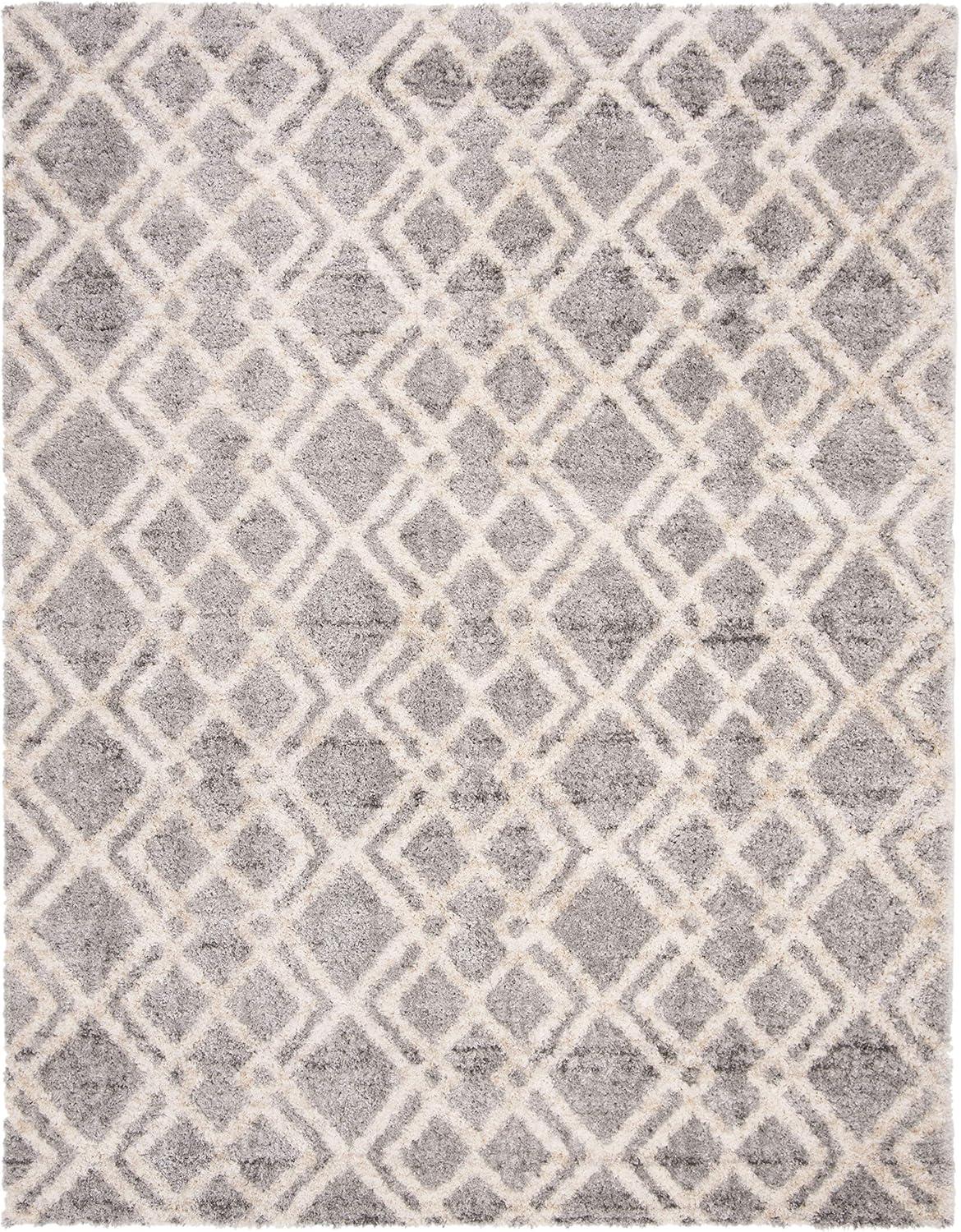 Gray and Cream 10' x 14' Shag Area Rug