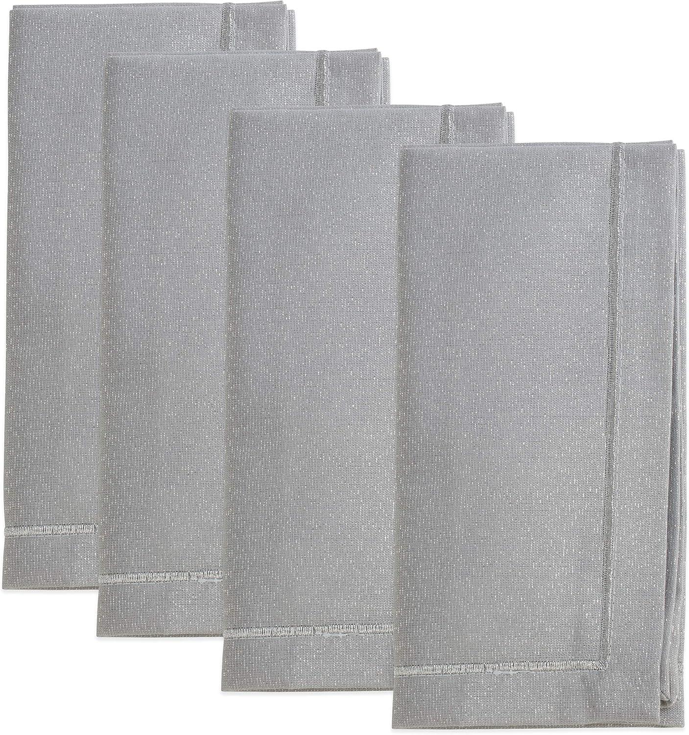 Saro Lifestyle Shimmering Napkin, 19" Square, Silver (Set of 4)