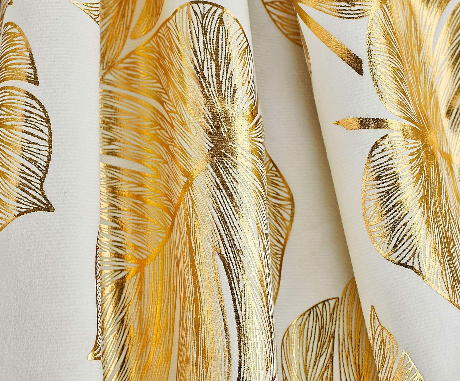 Pack of 4 Decorative Throw Pillow Case Cushion Cover Gold Stamping Leaves 18 x 18 inches 45 x 45 cm for Couch Bedroom Car