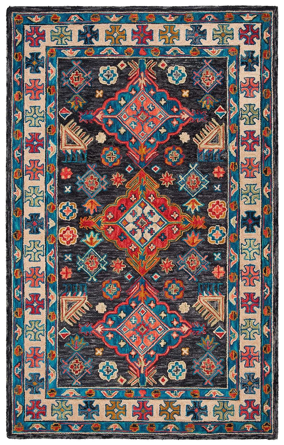Aspen APN521 Hand Tufted Indoor Area Rug - Charcoal/Blue - 5'x8' - Safavieh
