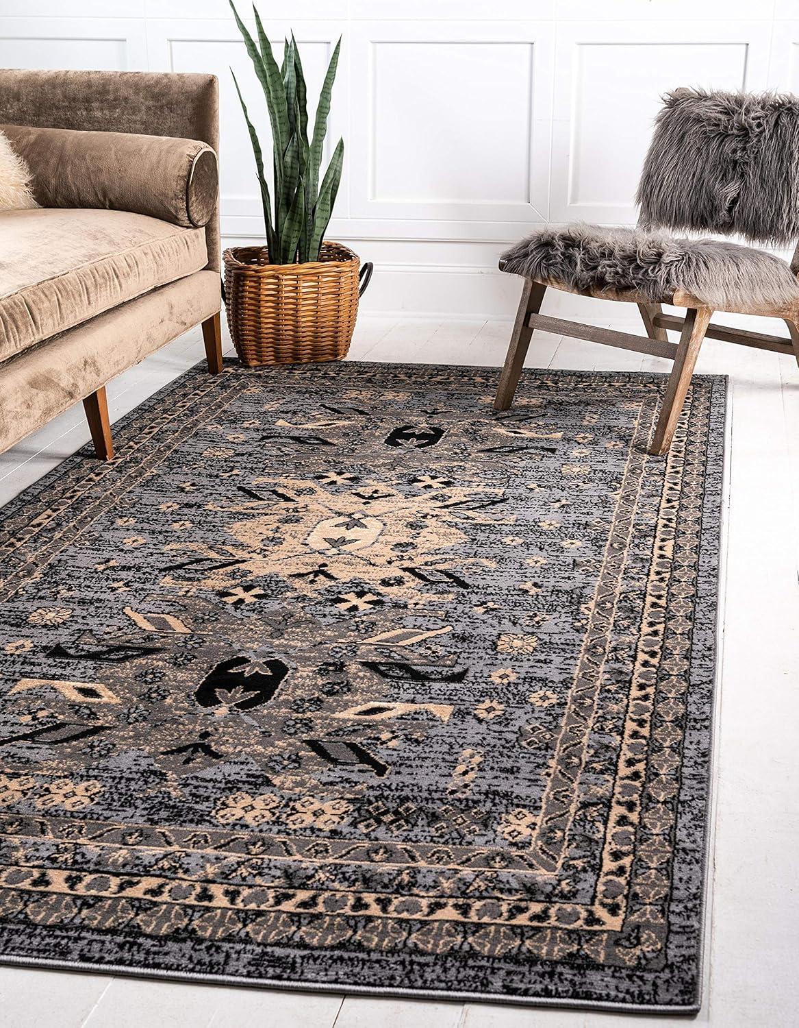 Unique Loom Oasis Taftan Rug , 4' 1" x 6' 1" ,Gray