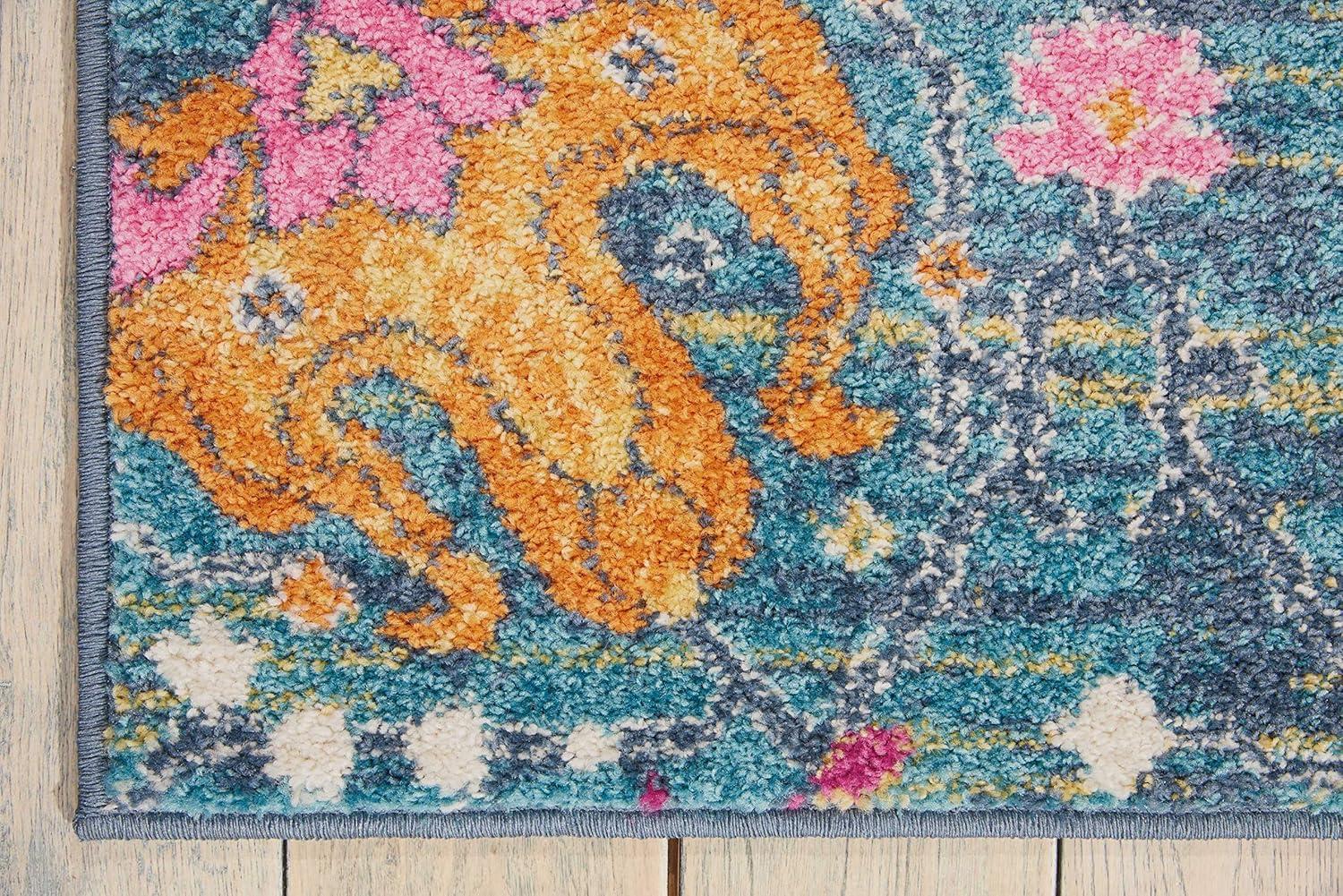 Handmade Floral Denim Rectangular Synthetic 4' x 6' Rug