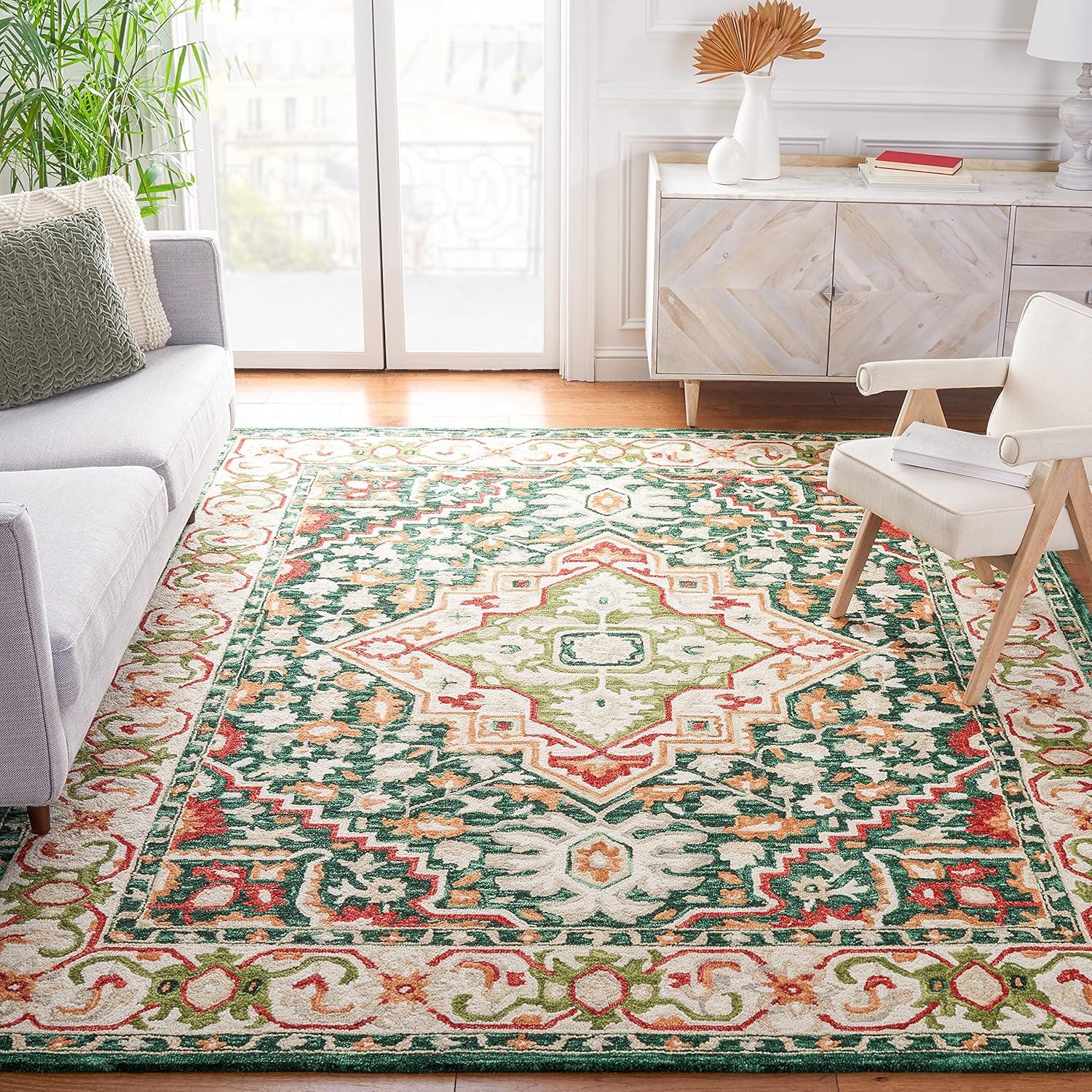 Aspen APN705 Hand Tufted Area Rug - Green/Ivory - 8'x10' - Safavieh.