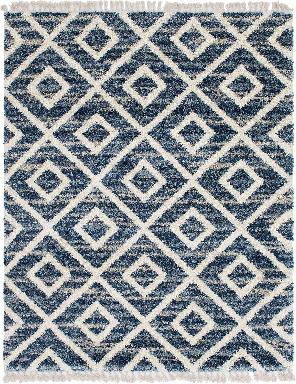 Hygge Shag Diamond Blue 8 ft. x 10 ft. Area Rug