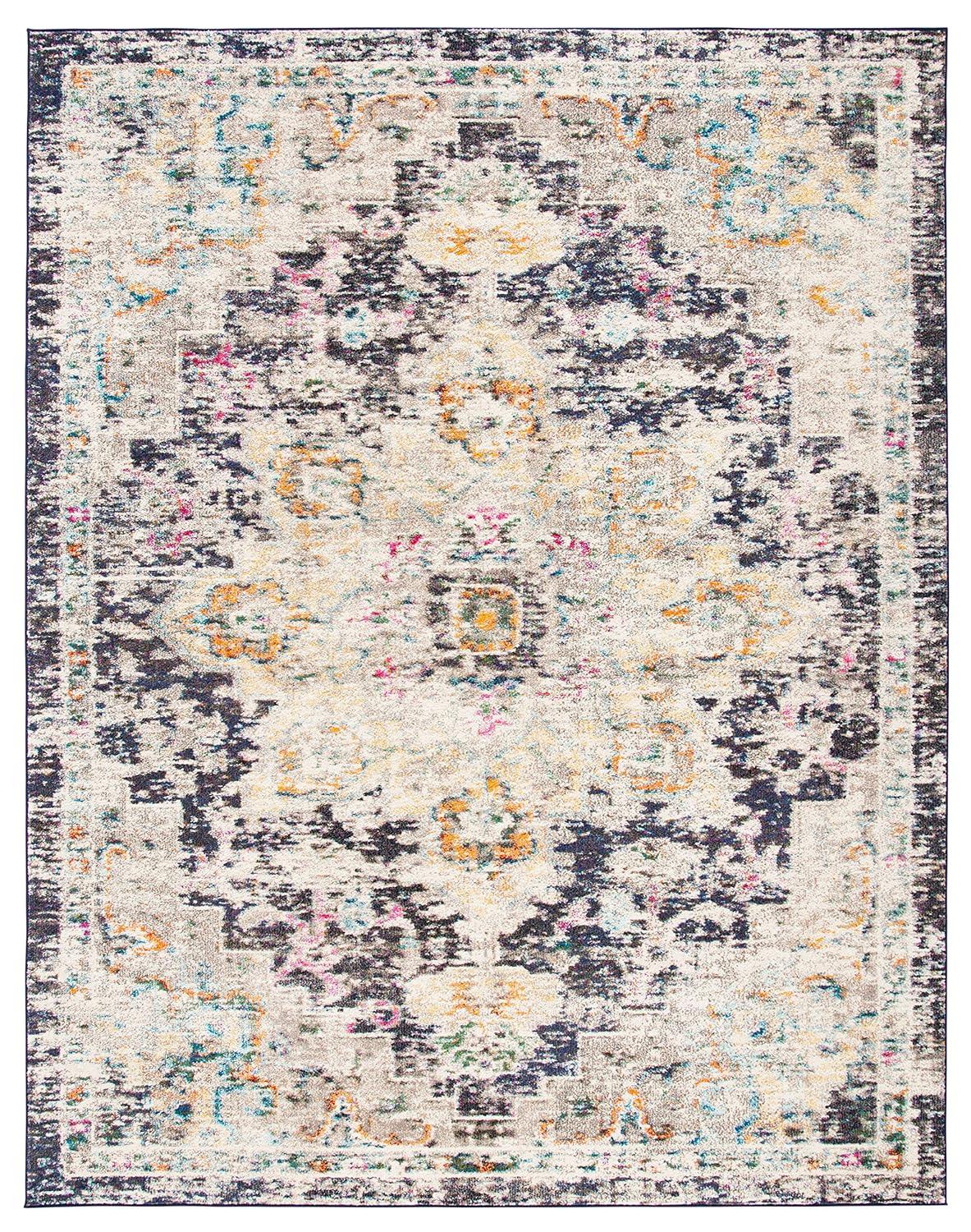 SAFAVIEH Madison Dalia Vintage Traditional Area Rug, Black/Gold, 12' x 18'