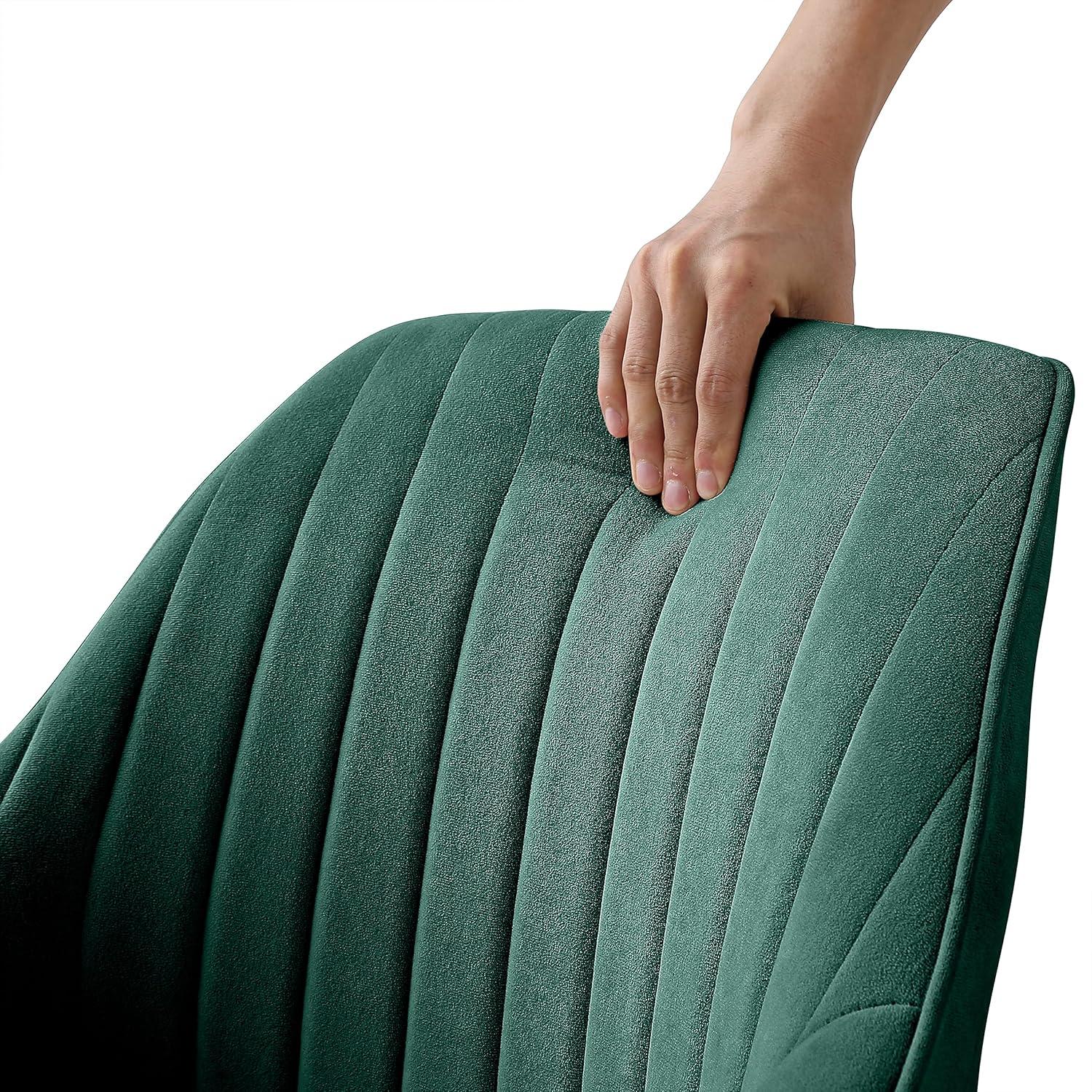 23 in. Green Velvet & Gold Swivel Arm Chair