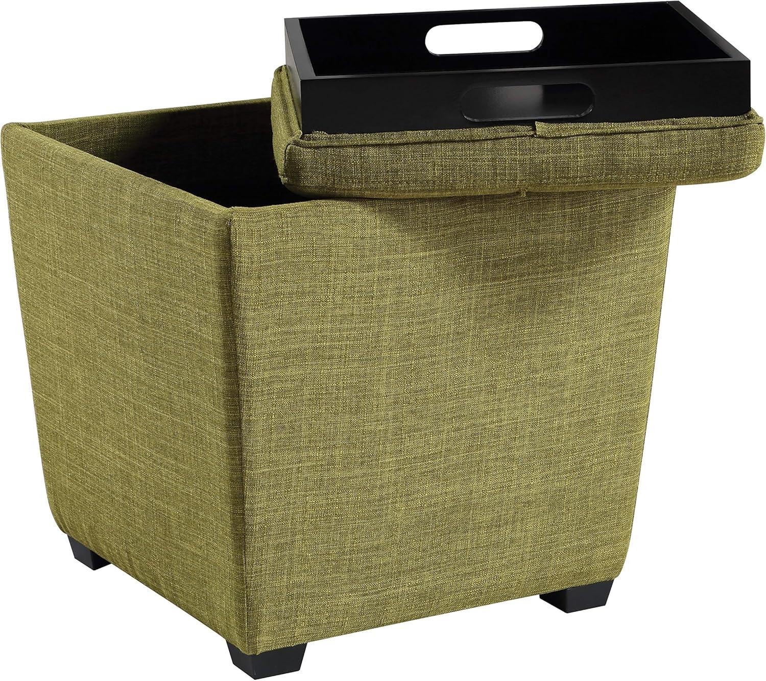 Rockford Storage Ottoman in Green Fabric