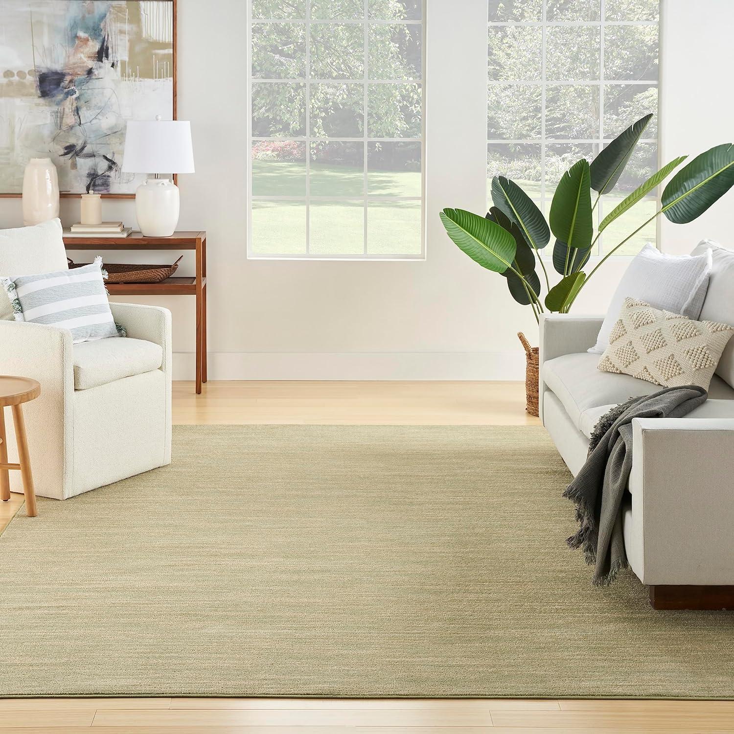 Green Gold 6' x 9' Washable Synthetic Area Rug