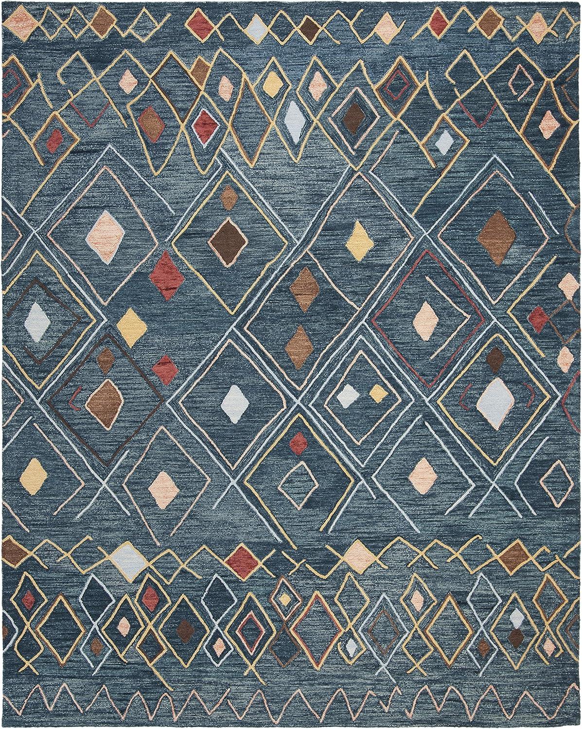 Suzani SZN314 Hand Hooked Indoor Area Rug - Dark Blue/Multi - 8'x10' - Safavieh