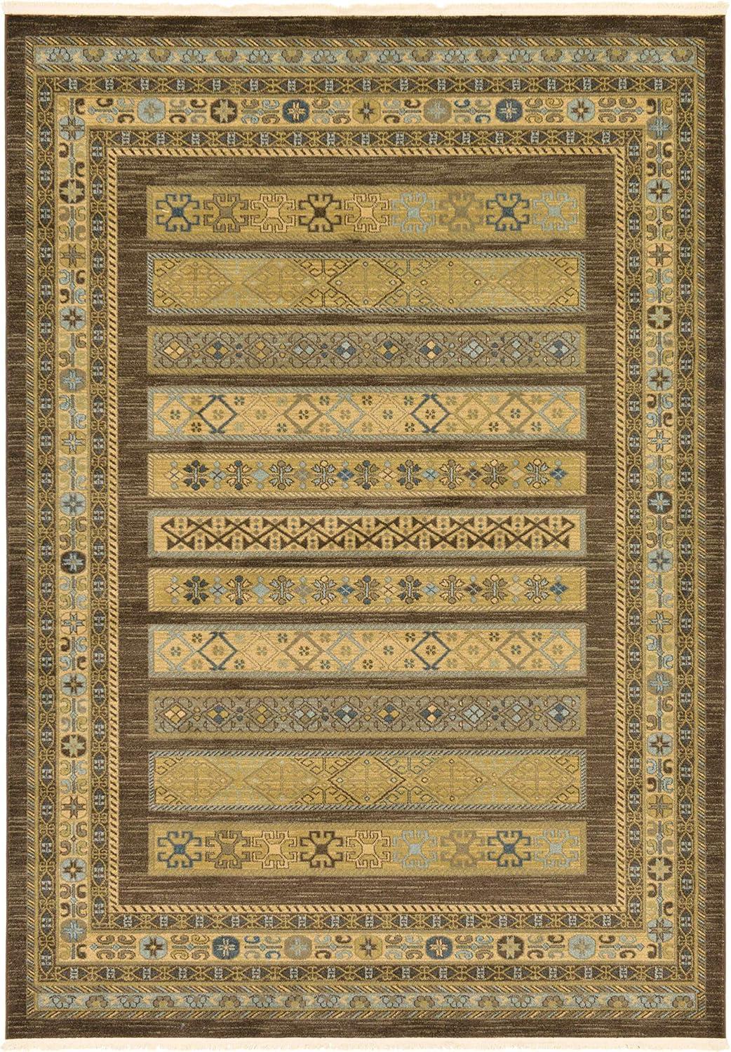 Unique Loom Fars Collection Area Rug - Pasadena (7' 1" x 10' Rectangle Brown/Light Blue)