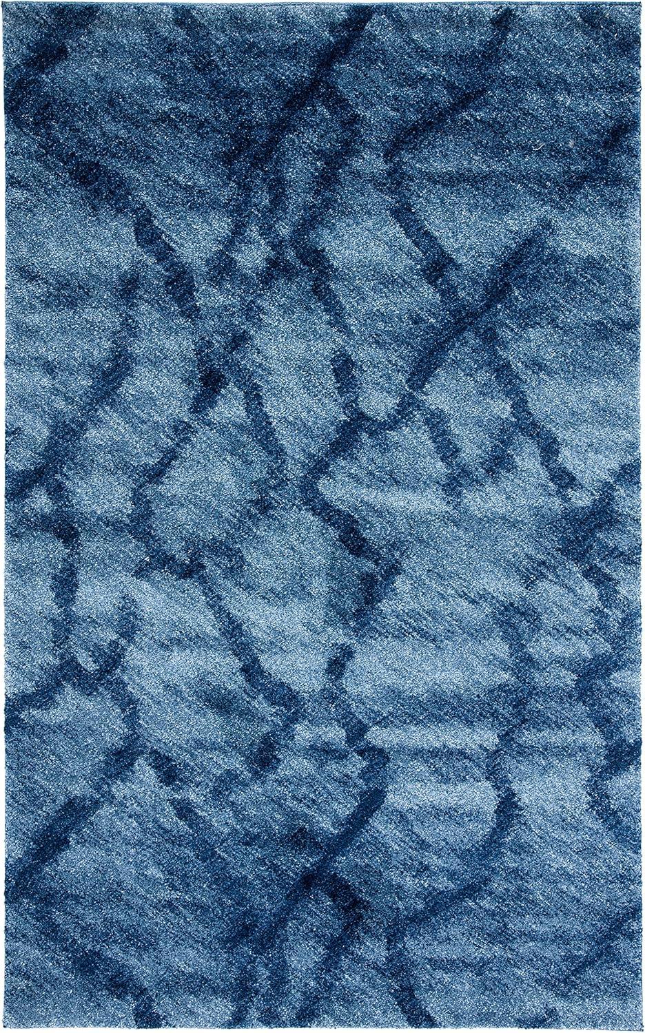 SAFAVIEH Retro Collection Accent Rug - 4' x 6', Blue & Dark Blue, Modern Abstract Design, Non-Shedding & Easy Care, Ideal for High Traffic Areas in Entryway, Living Room, Bedroom (RET2144-6570)