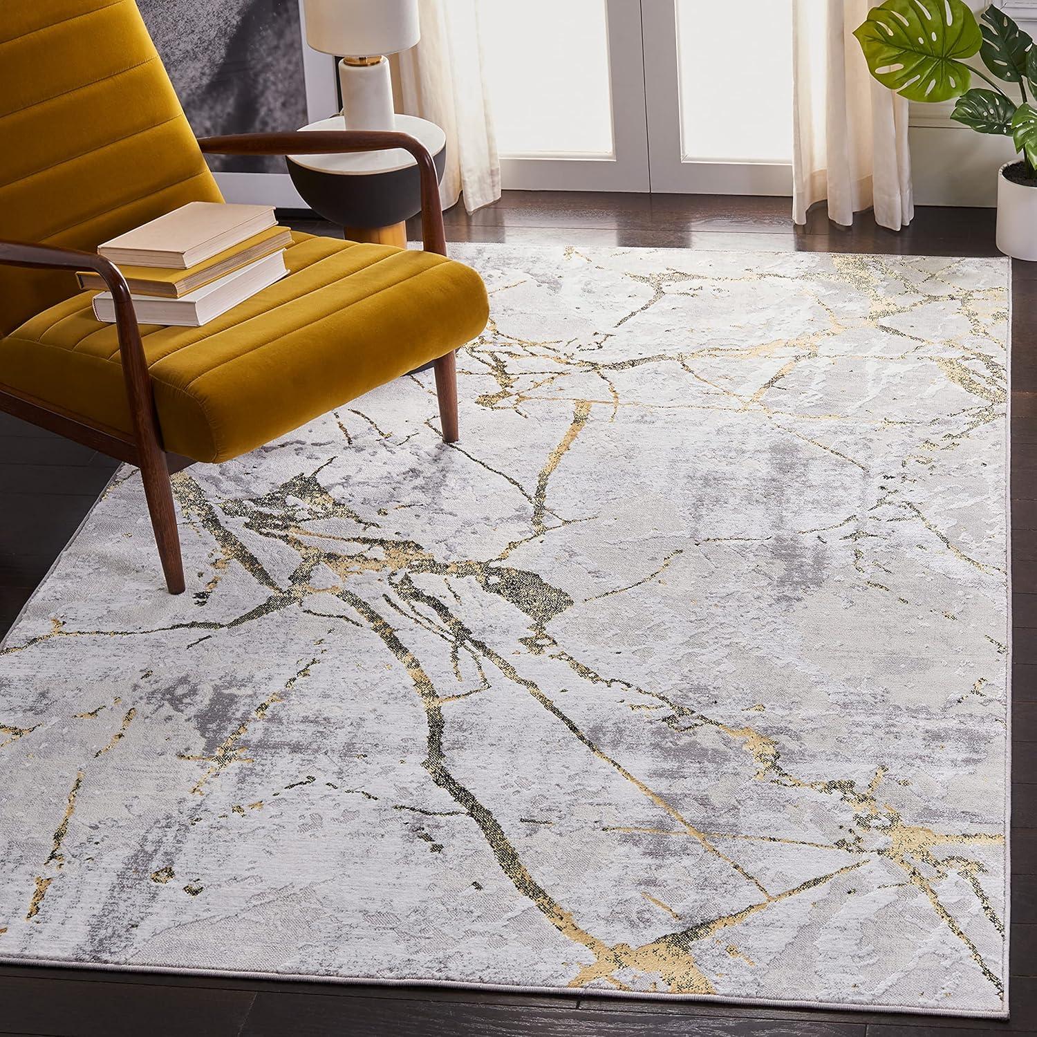 SAFAVIEH Amelia Pemala Abstract Area Rug, Grey/Gold, 12' x 15'