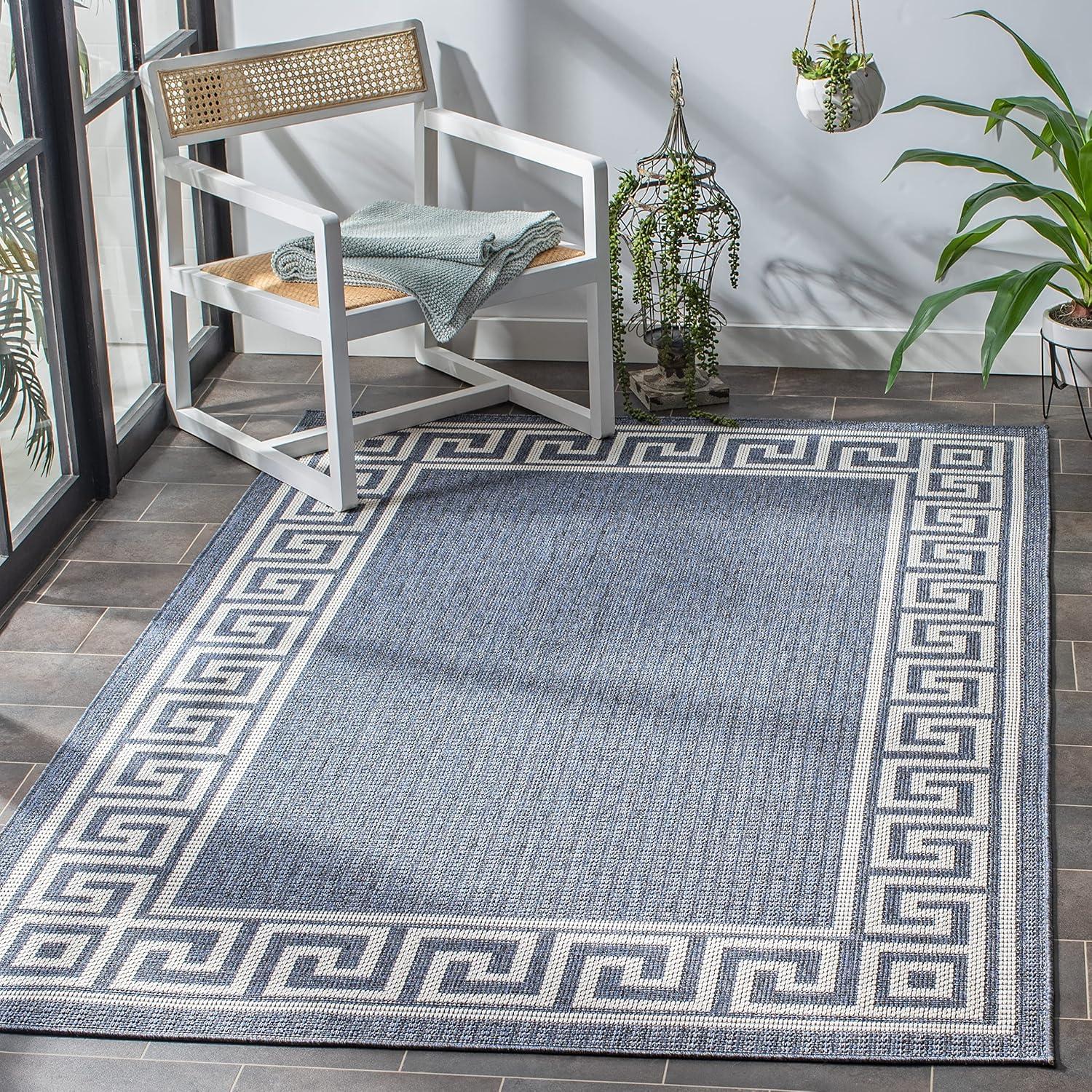 Bermuda BMU820 Power Loomed Indoor/Outdoor Area Rug - Dark Blue/Ivory - 6'7"x9'2" - Safavieh.