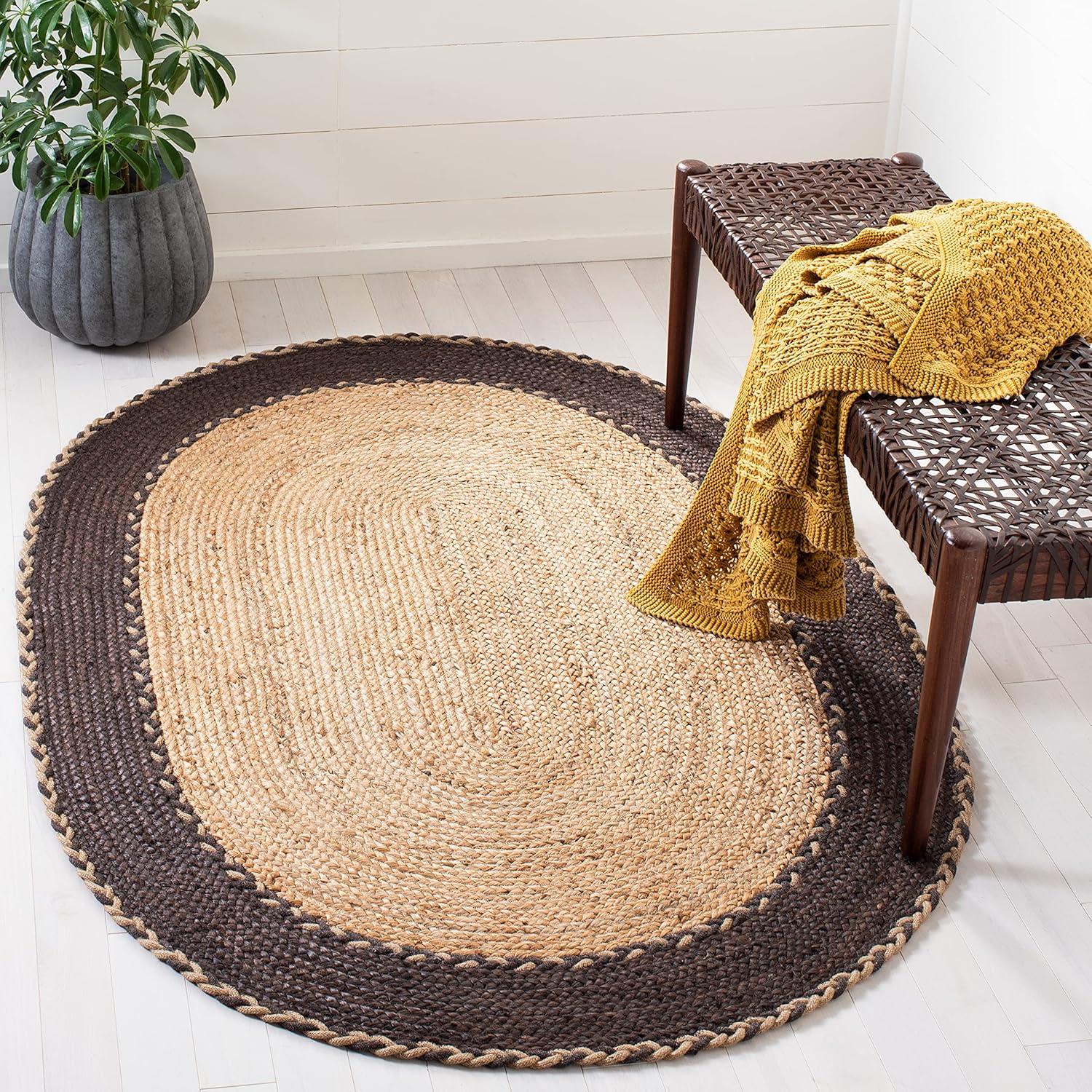 Natural Fiber NFB261 Hand Loomed Indoor Area Rug - Natural/Brown - 4'x6' Oval - Safavieh