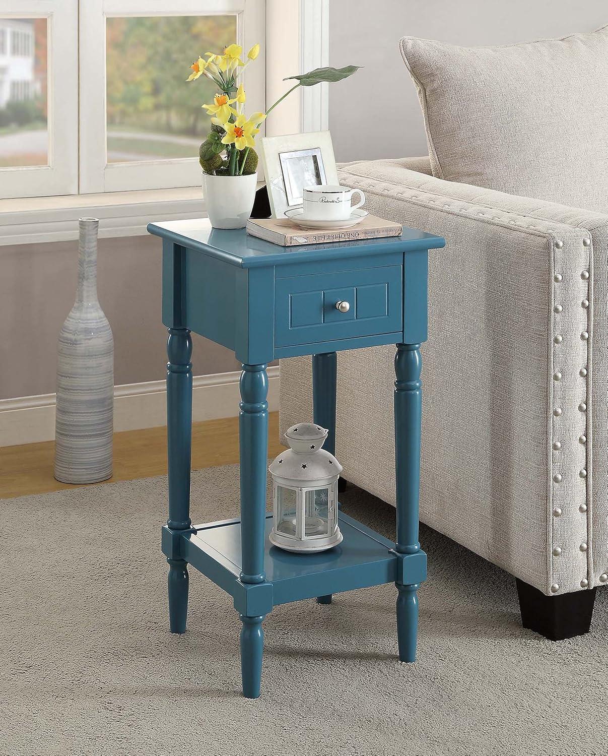 Convenience Concepts French Country Khloe Square End Table in Blue Wood Finish