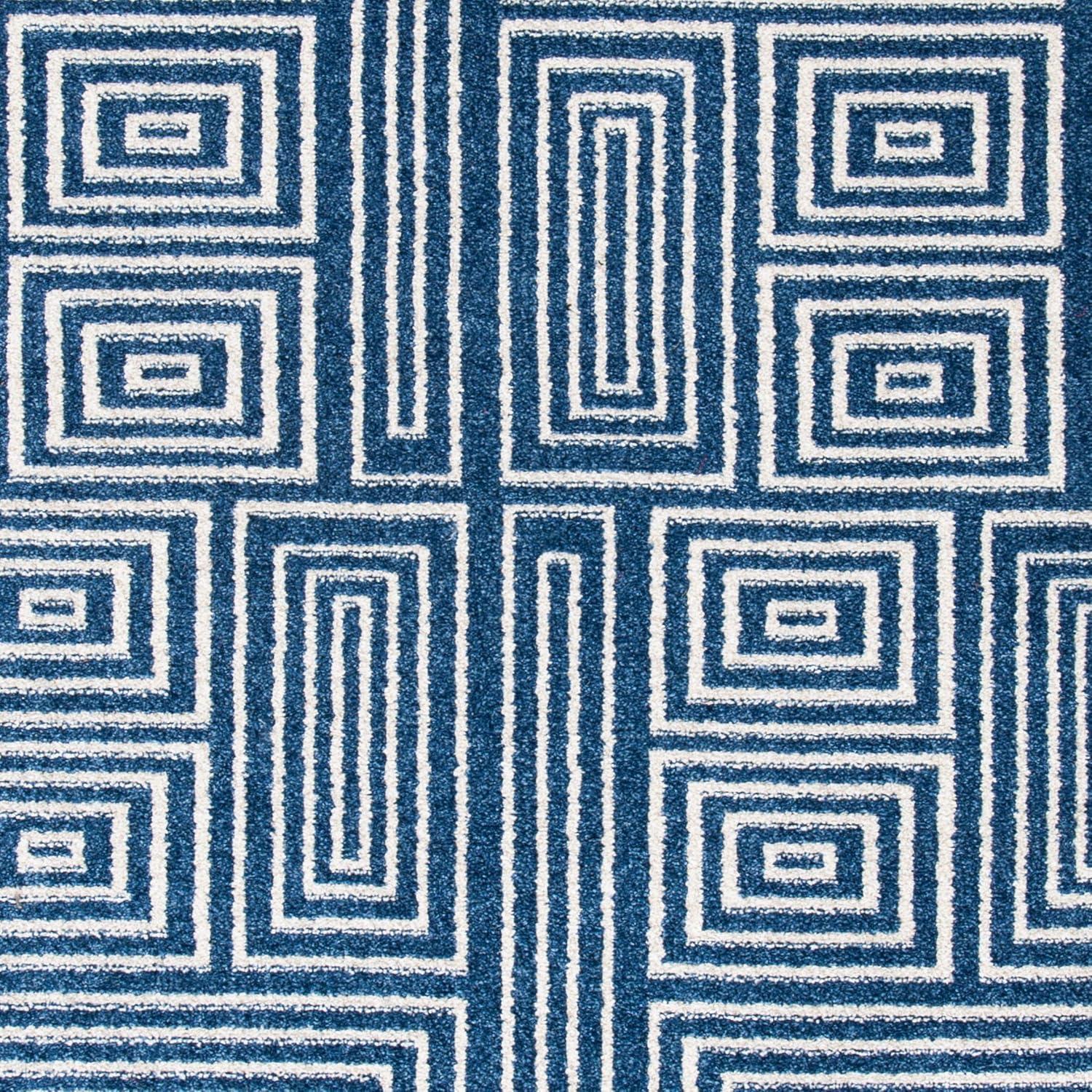 Reversible Navy and Ivory Hand-Knotted Cotton Blend 4' x 6' Area Rug