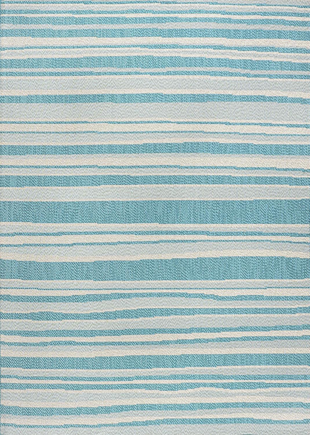 4' x 6' Castara Wavy Stripe Modern Indoor/Outdoor Area Rug, Aqua/Cream - JONATHAN Y