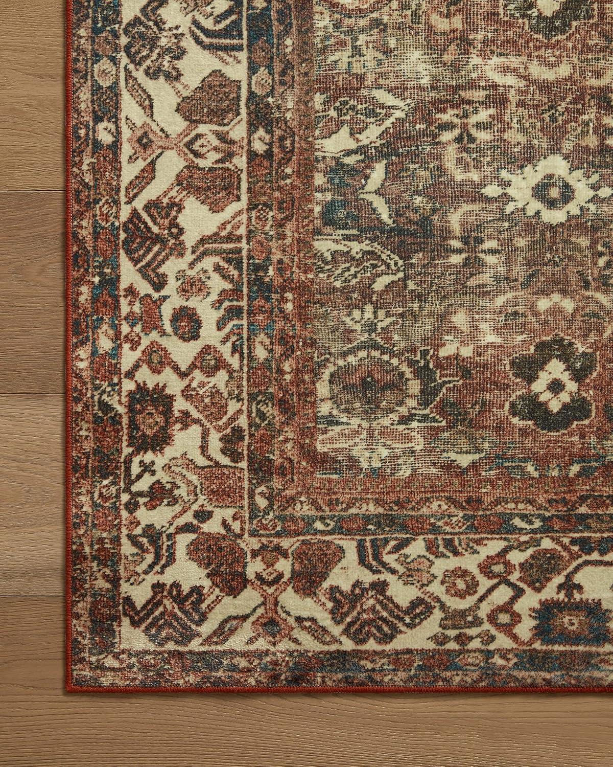Magnolia Home By Joanna Gaines X Loloi Banks Machine Washable Brick / Ivory Area Rug