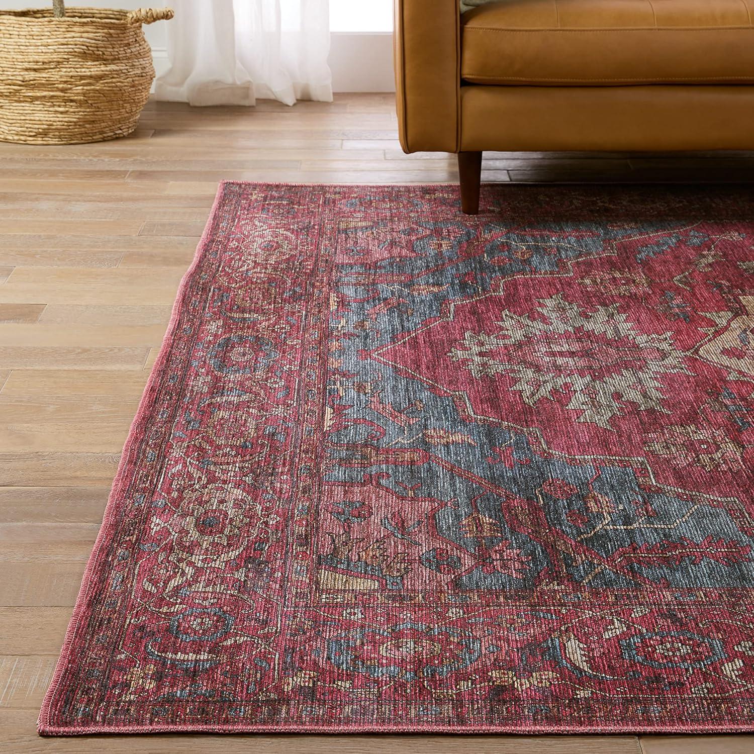 Handmade Red Medallion Cotton Rectangular Area Rug