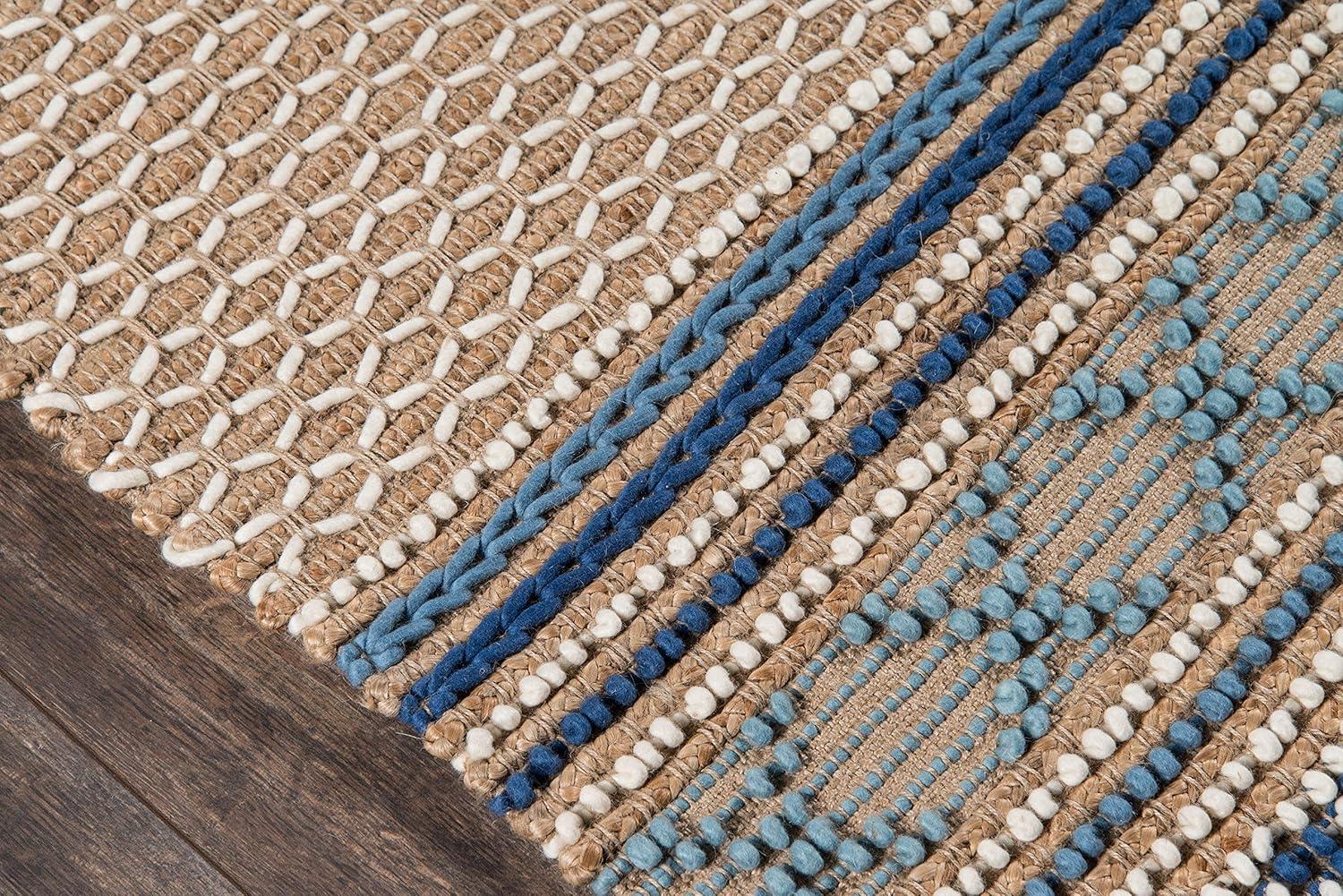 Alberta Geometric Handmade Flatweave Beige/Blue Area Rug