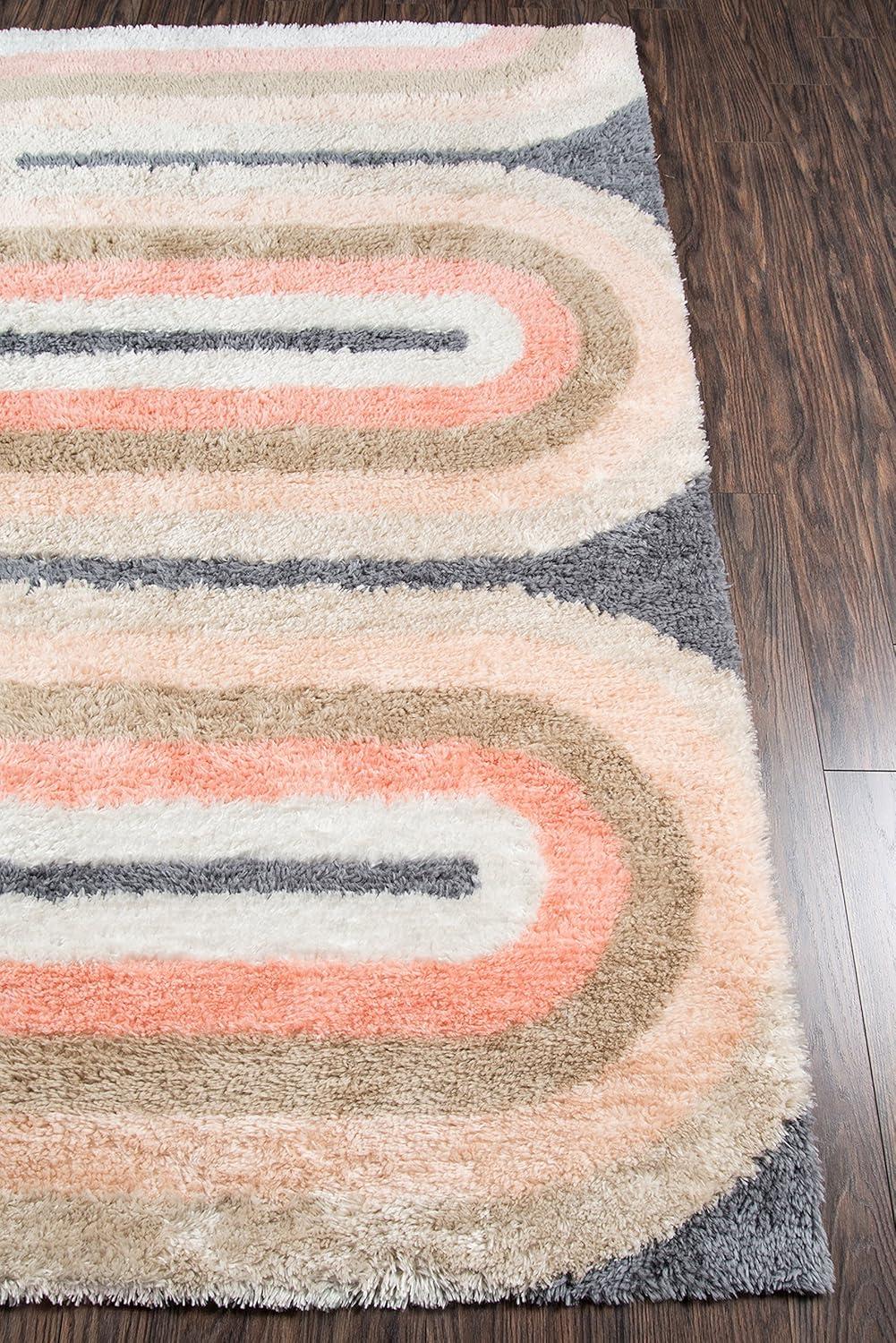 Rupa Geometric Handmade Tufted Pink/Beige/Gray Area Rug